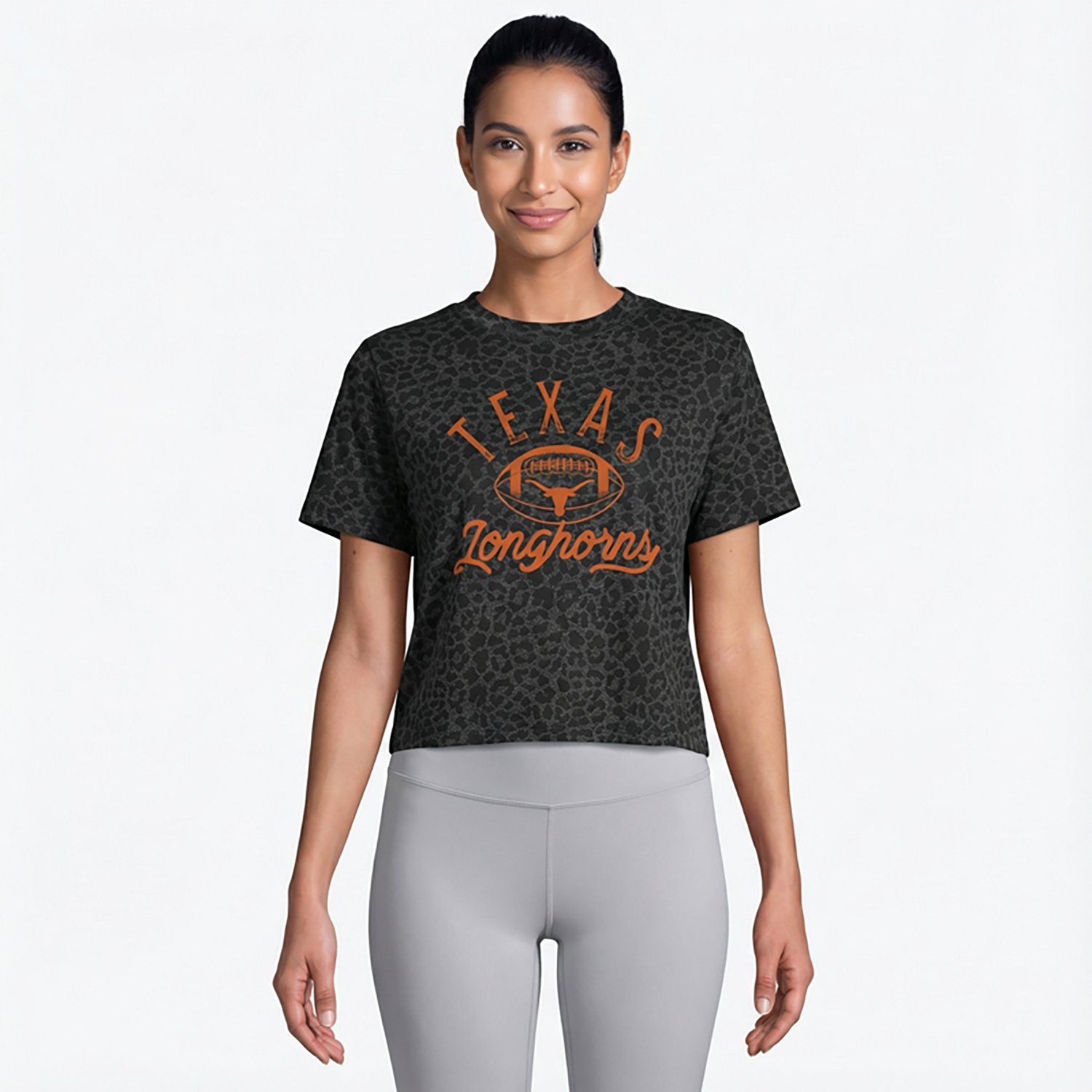 Image One Women's Texas Longhorns Simple Football Oversized Crew T-shirt - view number 2