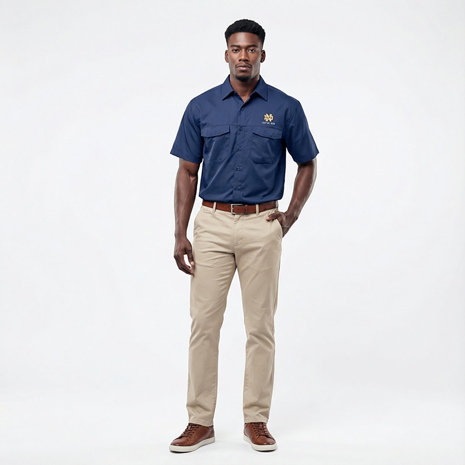 Antigua Men's Notre Dame Fighting Irish Game Day Fishing Shirt