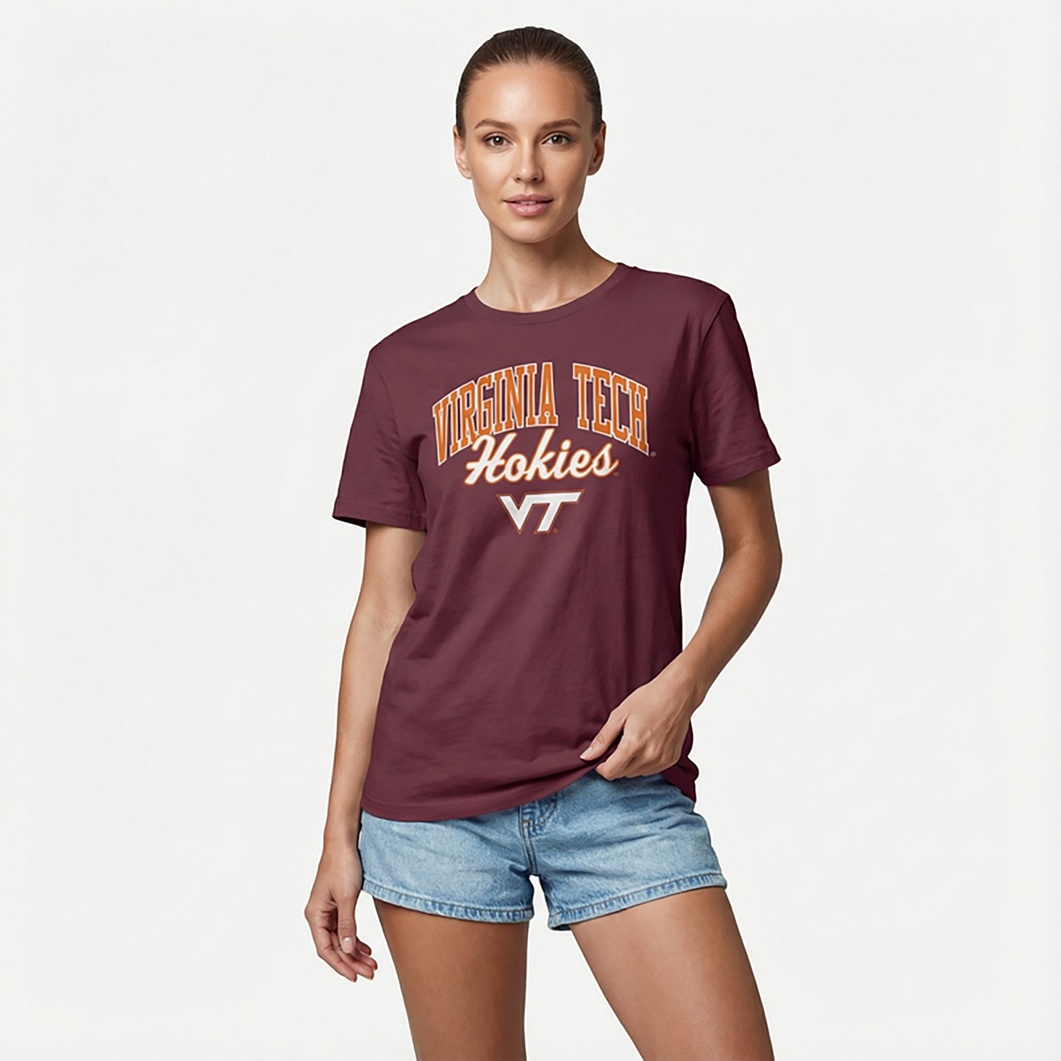 WILDCAT RETRO Women's Virginia Tech Arch Script Boxy T-shirt - view number 2