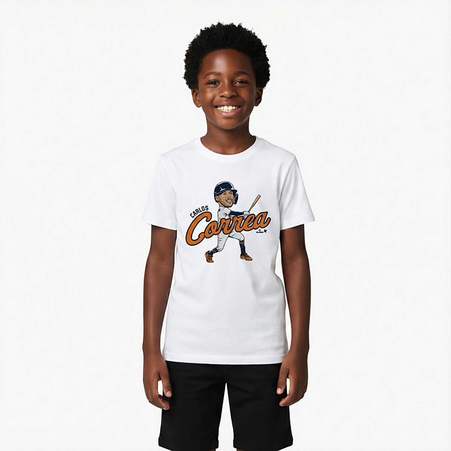 BreakingT Kids' Houston Astros Carlos Correa Player Caricature Short Sleeve T-shirt - view number 2
