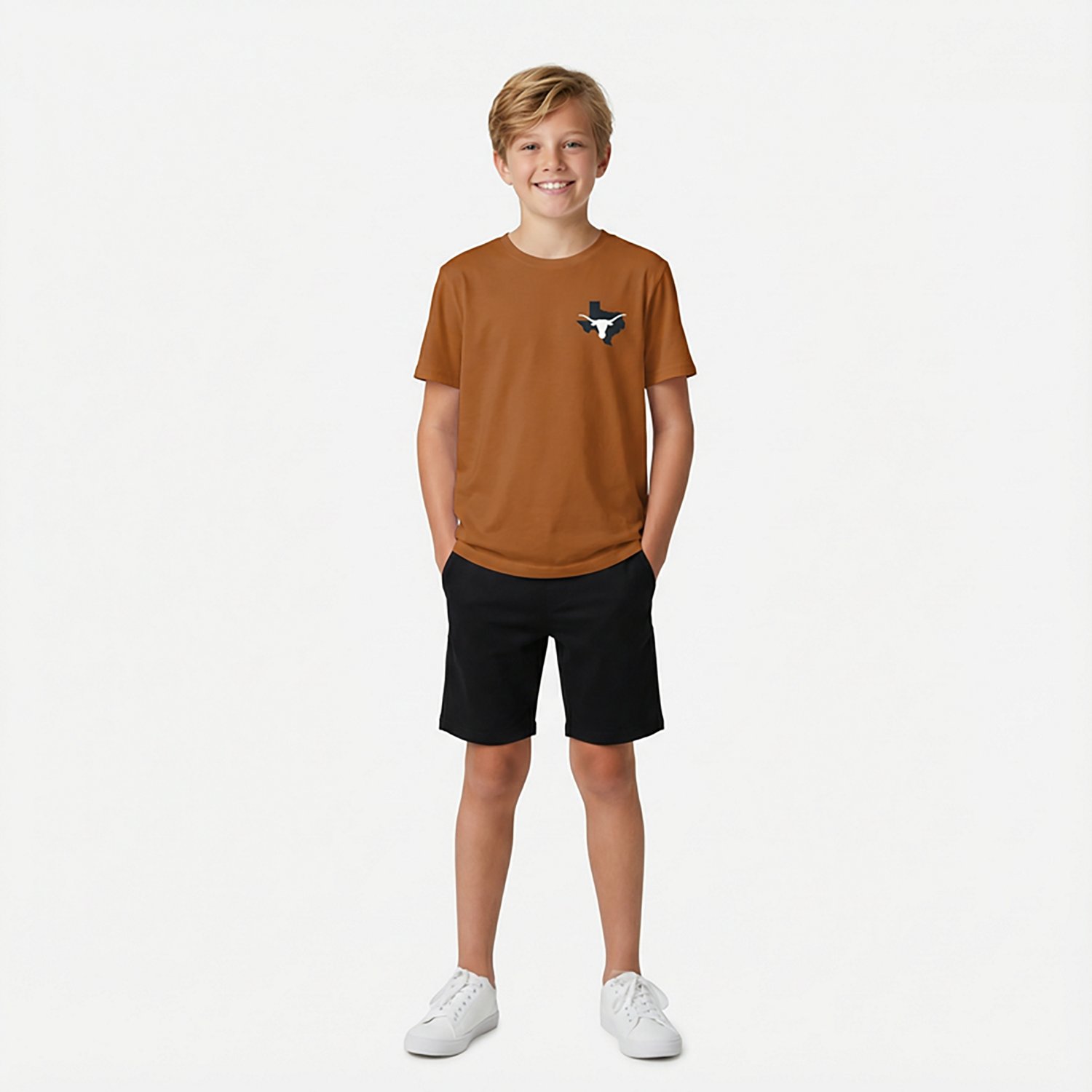 Image One Youth's University of Texas Longhorns Sketched Mascot Stack Short Sleeve T-shirt