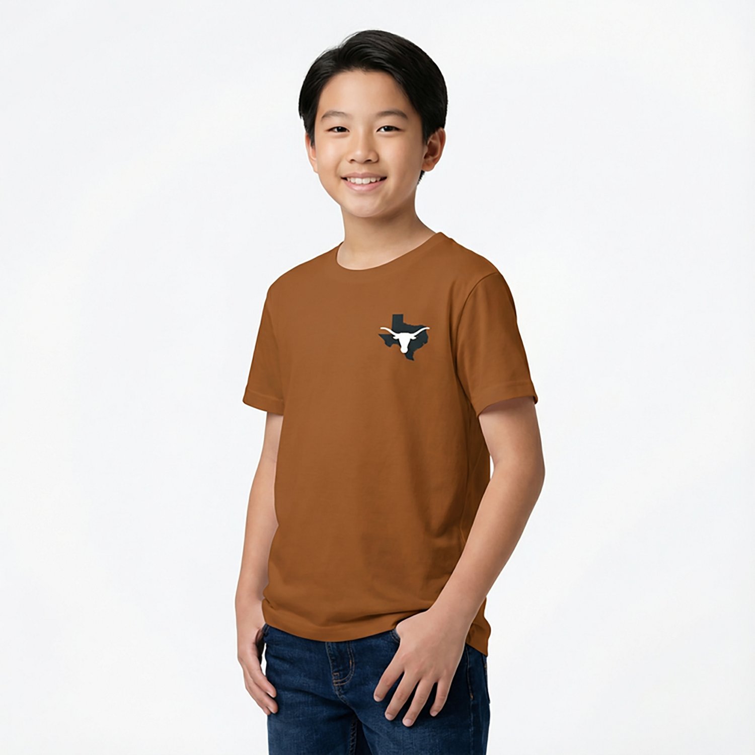 Image One Youth's University of Texas Longhorns Sketched Mascot Stack Short Sleeve T-shirt - view number 2