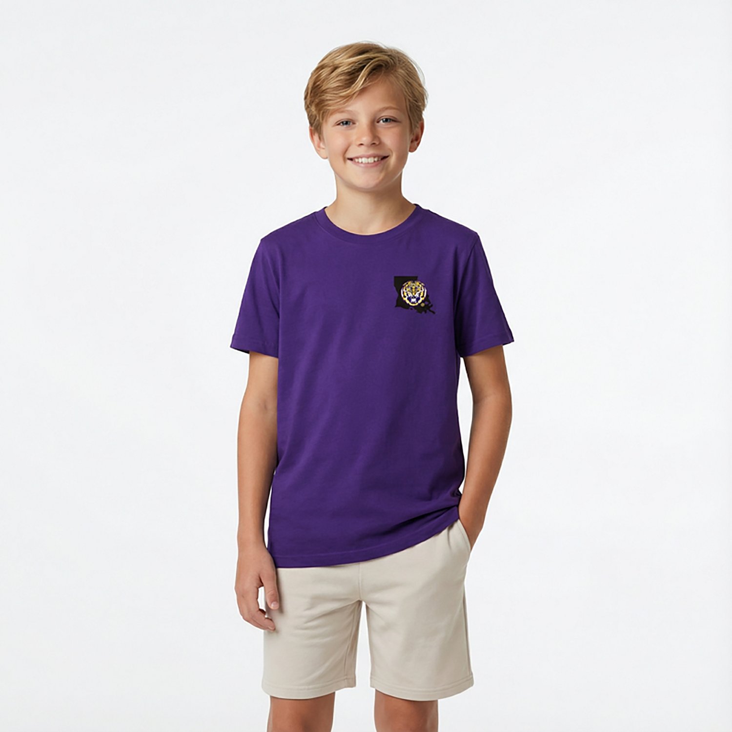 Image One Youth's Louisiana State University Tigers Sketched Mascot Stack Short Sleeve T-shirt - view number 2