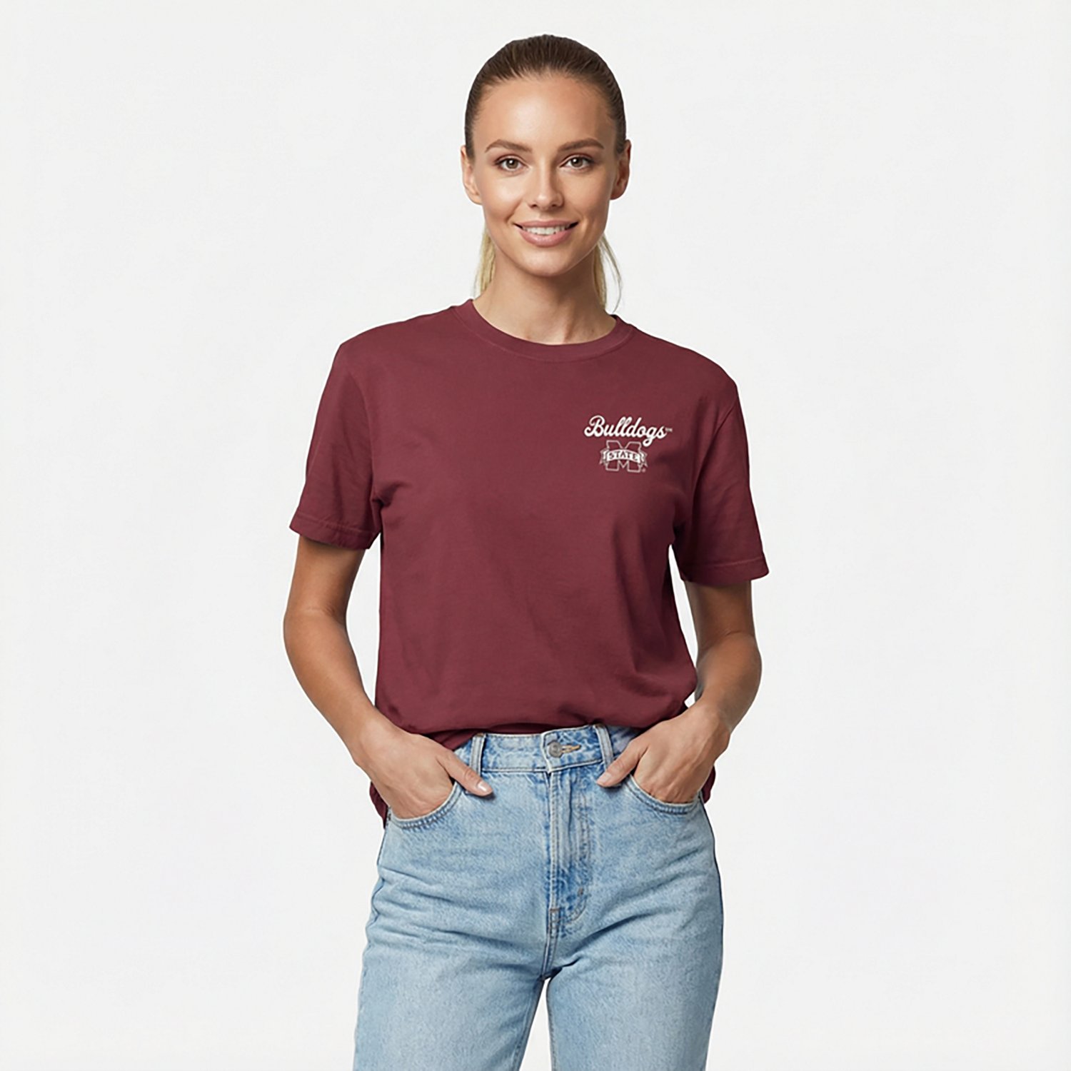 Image One Women's Mississippi State University Bulldogs Cowbell Portfolio Short Sleeve T-shirt - view number 2