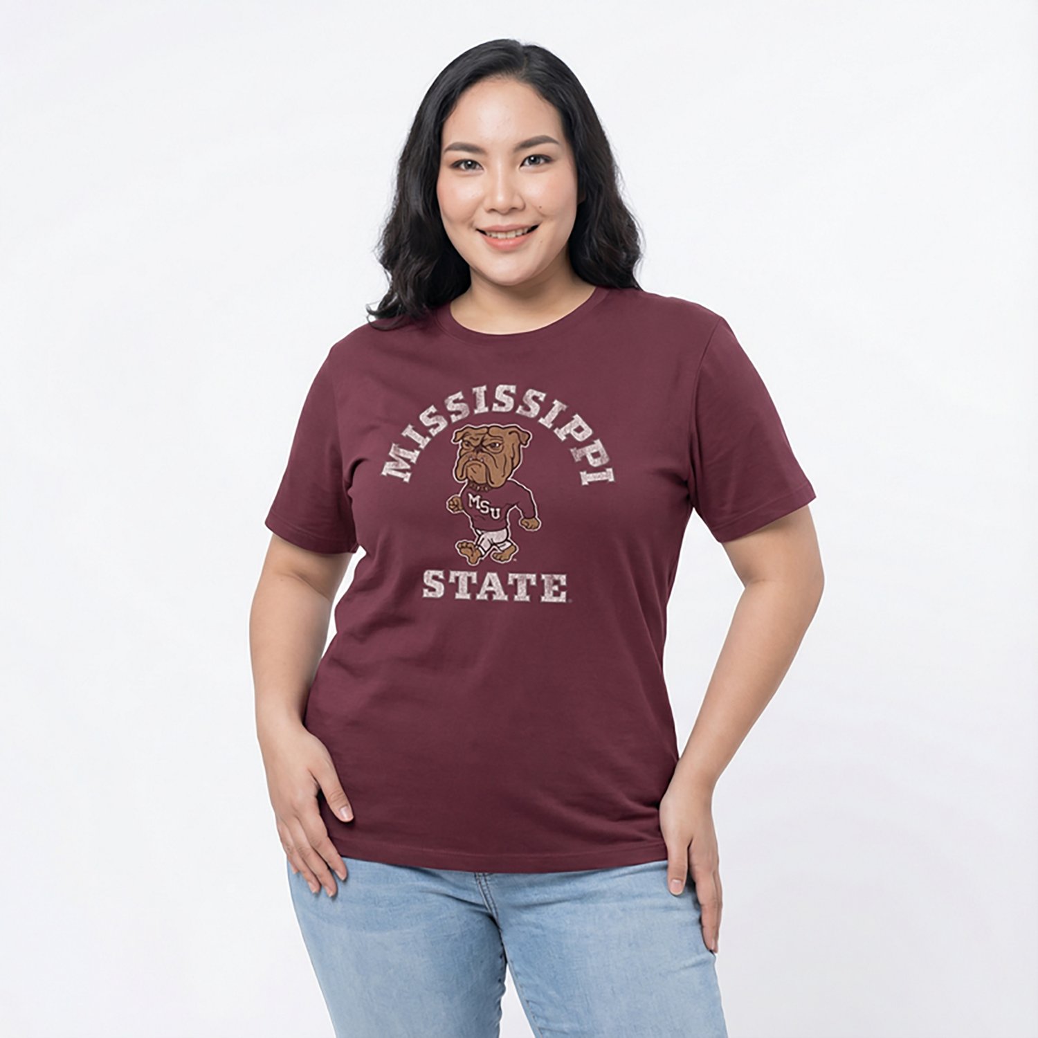 Retro Brand Women’s Mississippi State University Vault Mascot Arch Boxy T-shirt - view number 2