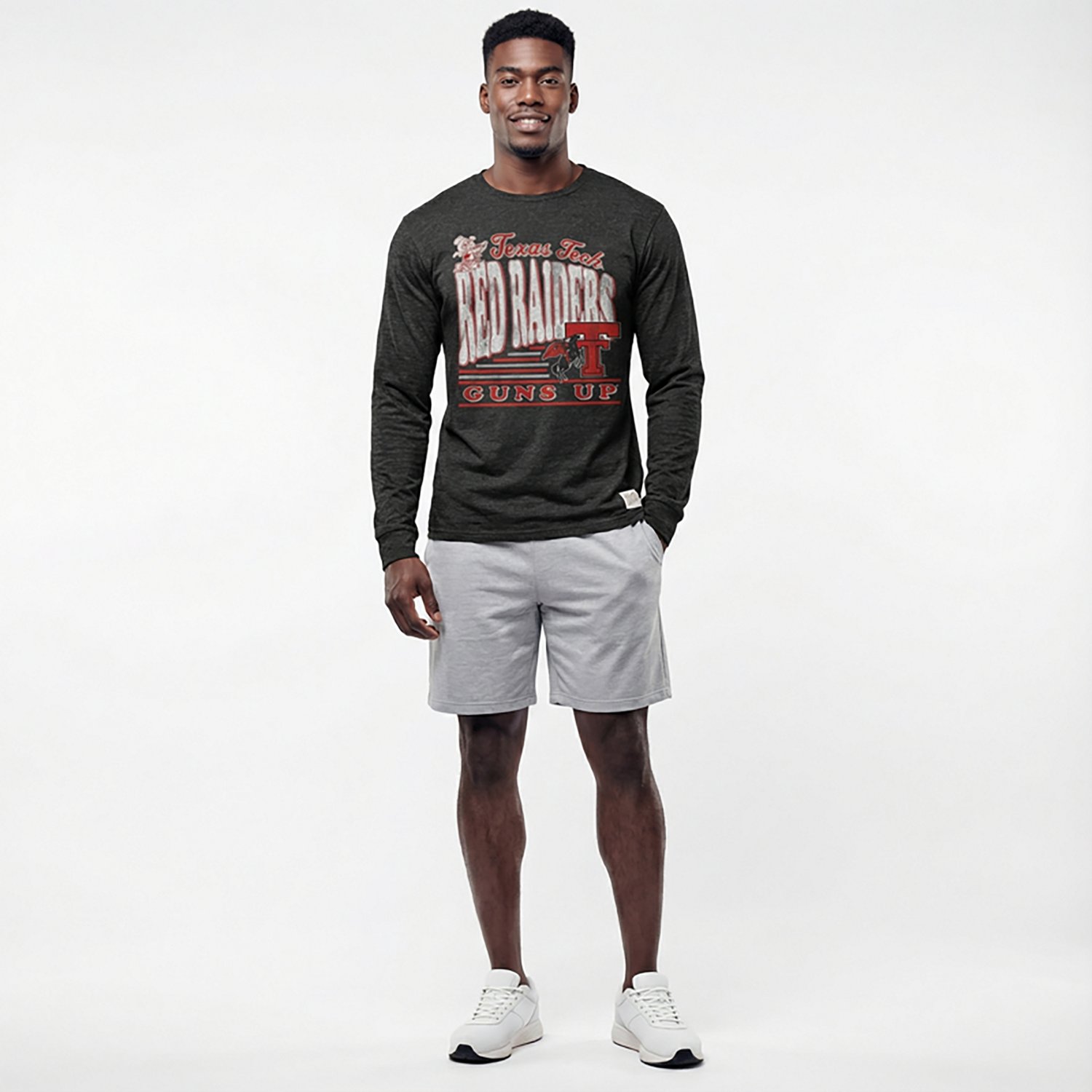 Retro Brand Men's Texas Tech University School Slogan DS Long Sleeve Graphic T-shirt