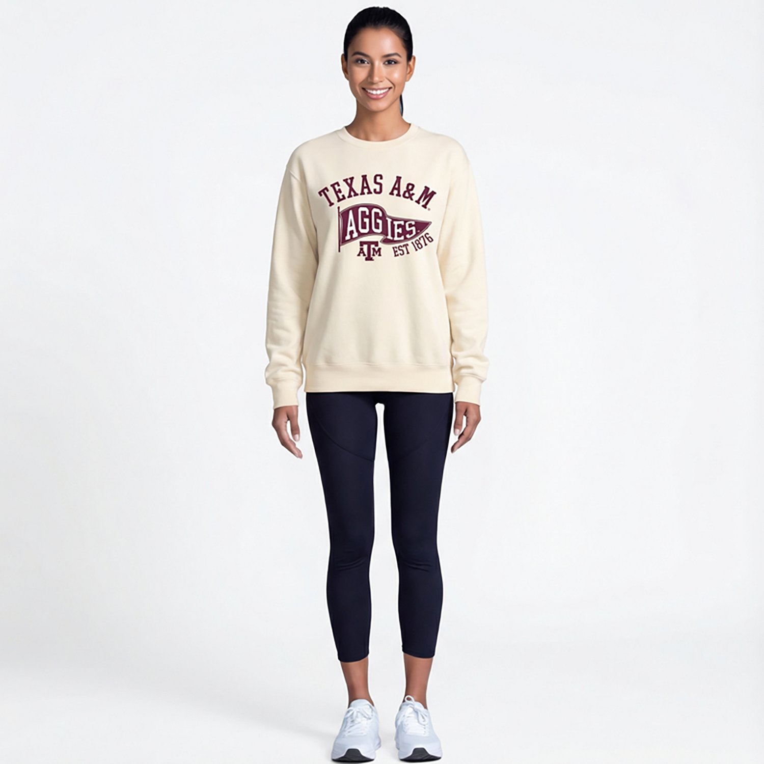 The Victory Women's Texas A&M University School Arch Pennant Crew Sweatshirt