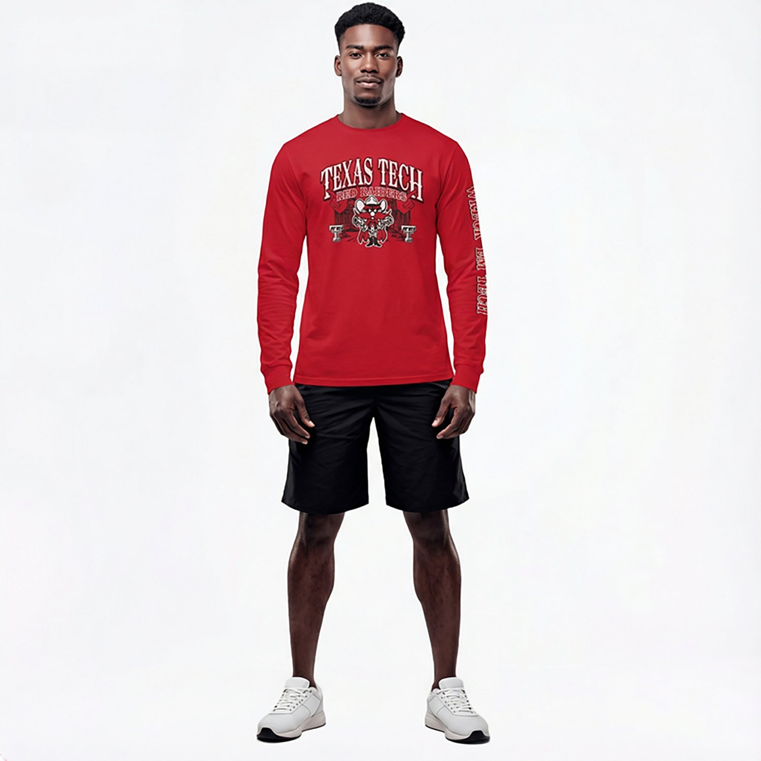 The Victory Men's Texas Tech University School Arch Mascot Sleeve 2 Hit Long Sleeve Graphic T-shirt