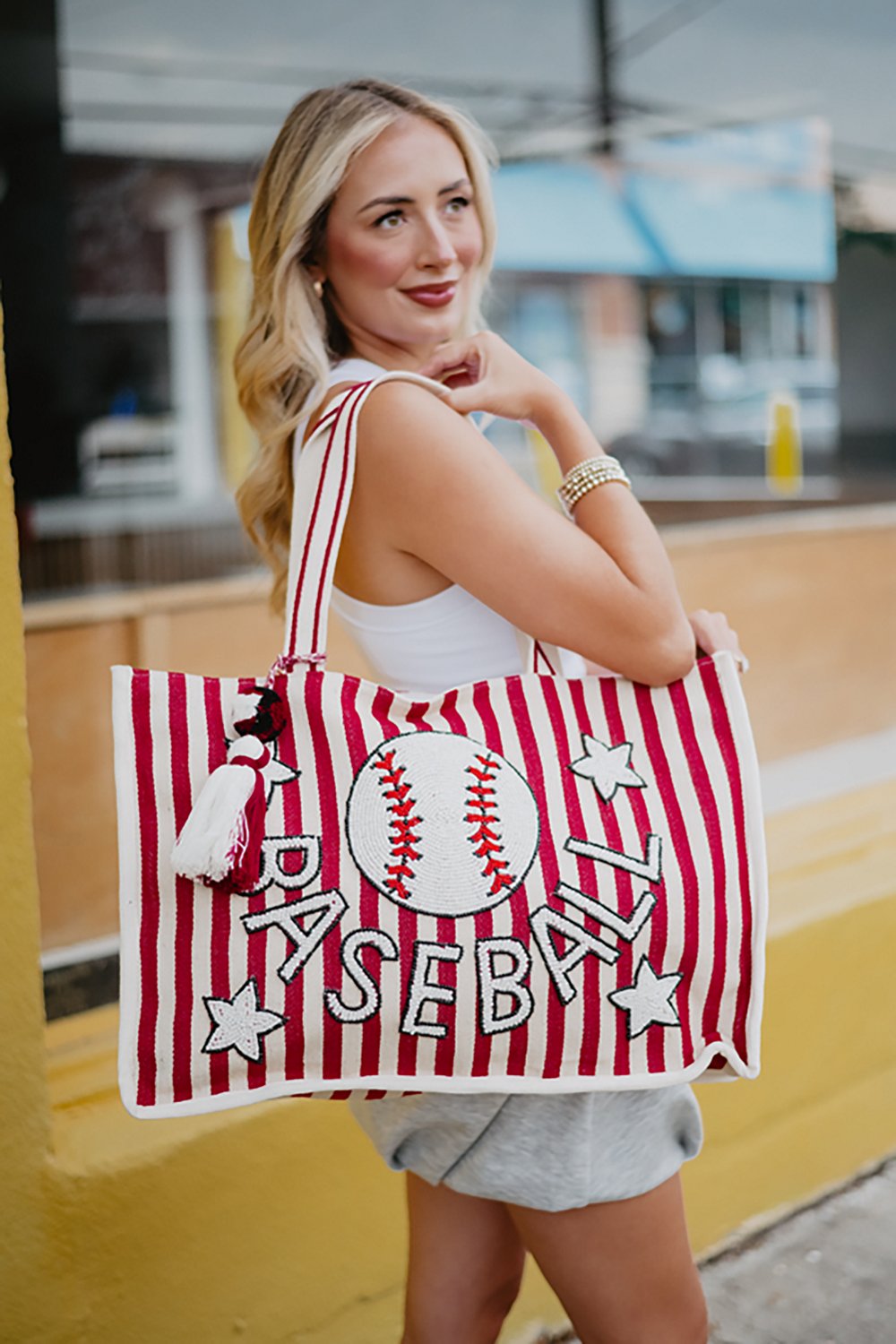 Katydid Baseball Sequined Striped & Stars Tote - view number 2