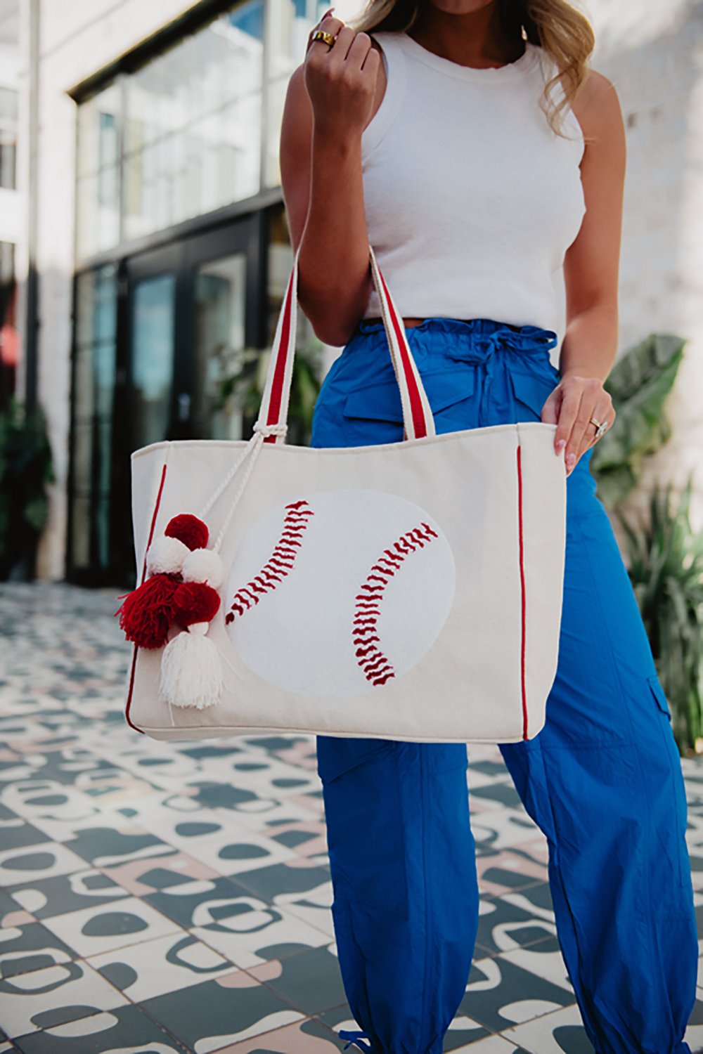 Katydid Baseball Oversized Canvas Tote Bag - view number 5