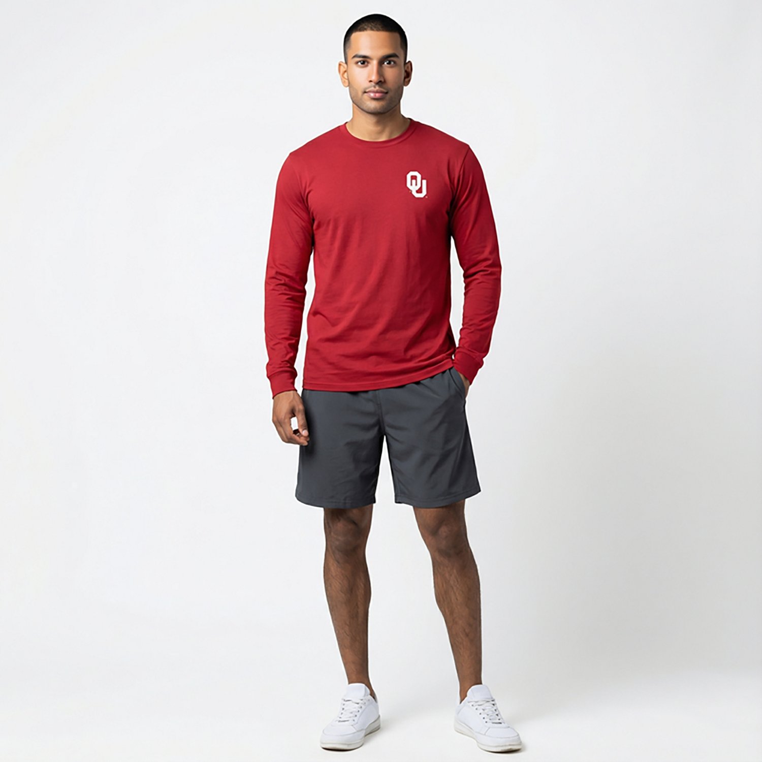 WILDCAT RETRO Men's Oklahoma Sooners Primary Logo Chest 2 Hit Long Sleeve T-shirt