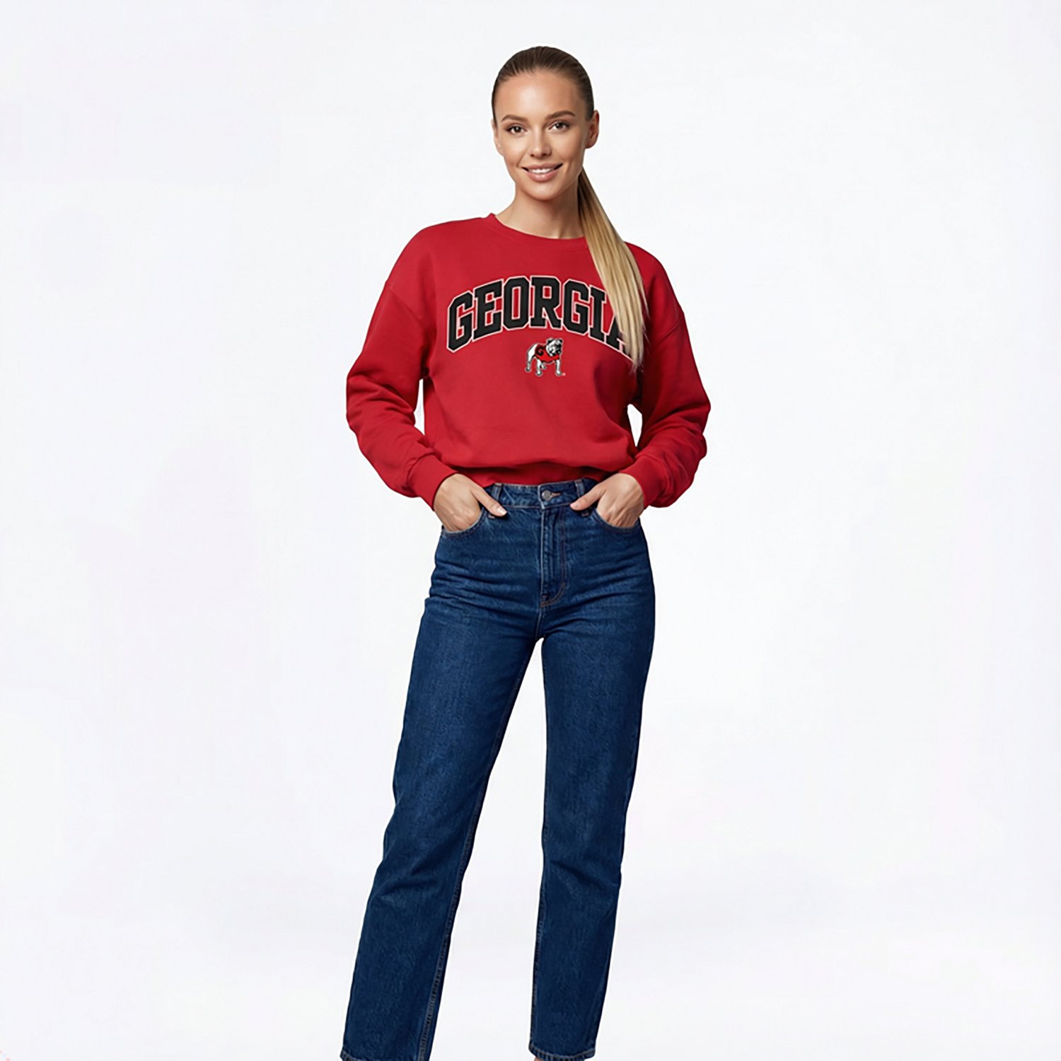 Pressbox Women's University of Georgia Deep Basic Arch Janise Oversized Sweeper Top - view number 2