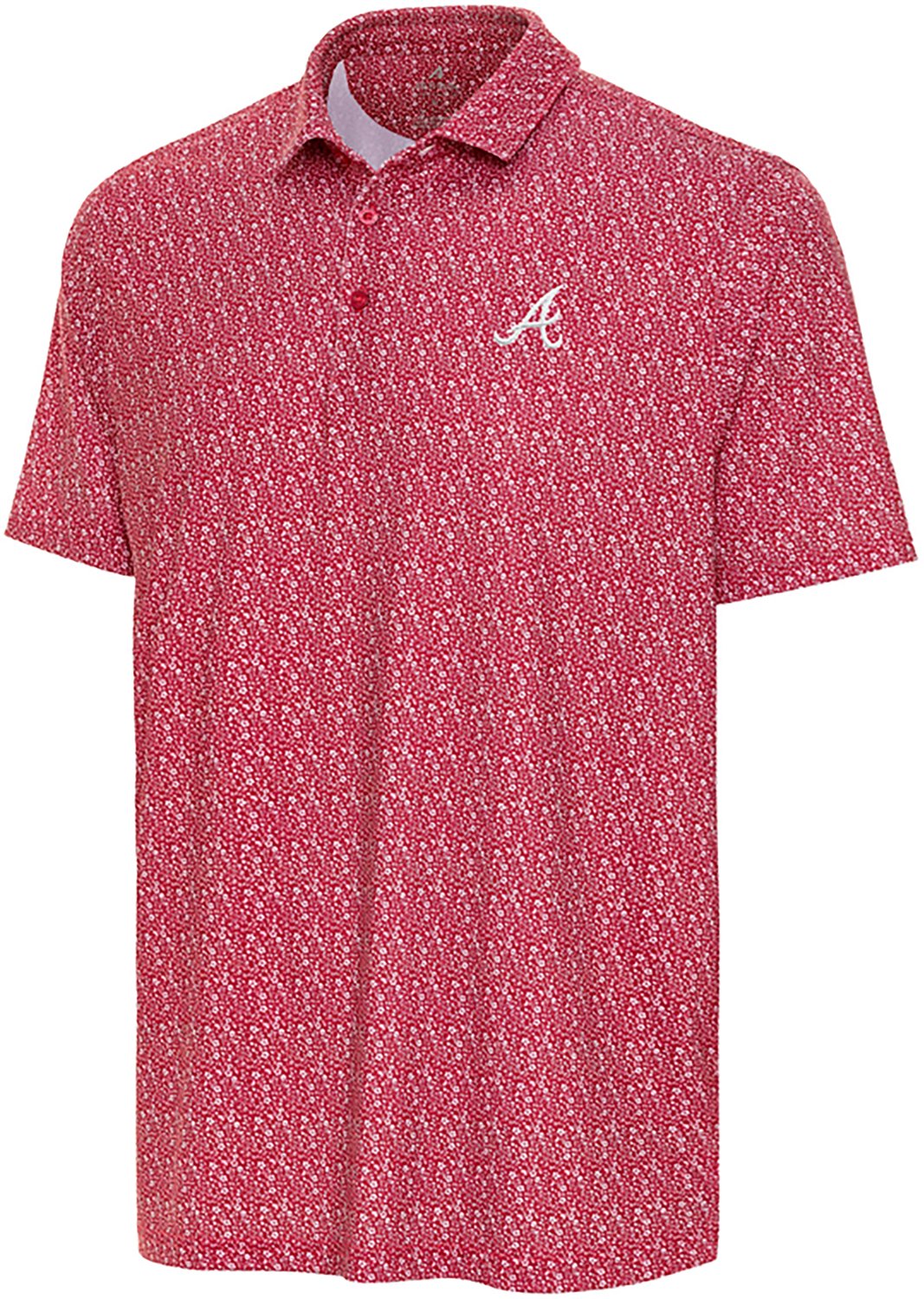 Antigua Men's Atlanta Braves Botanic Short Sleeve Polo Shirt
