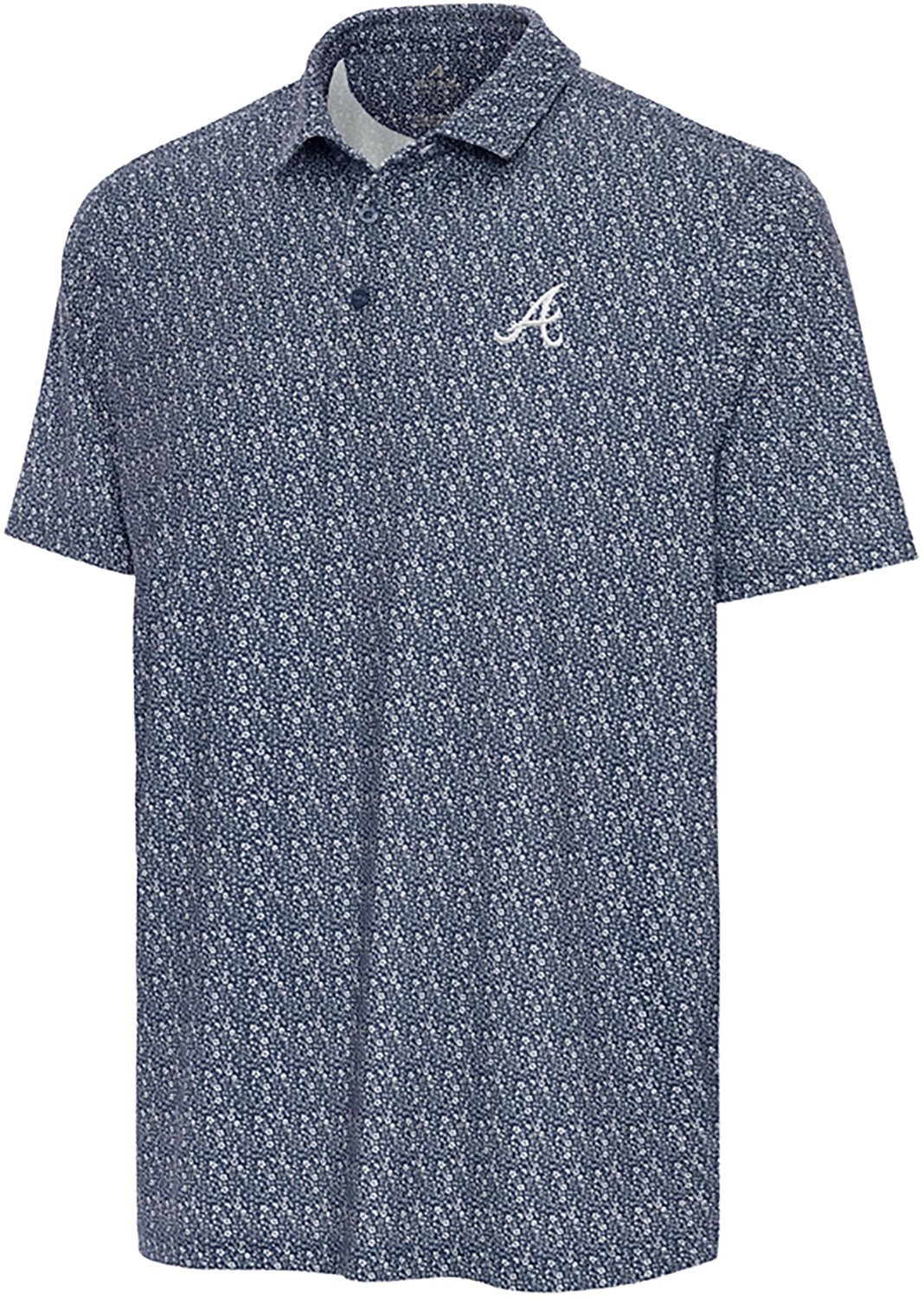 Antigua Men's Atlanta Braves Botanic Short Sleeve Polo Shirt