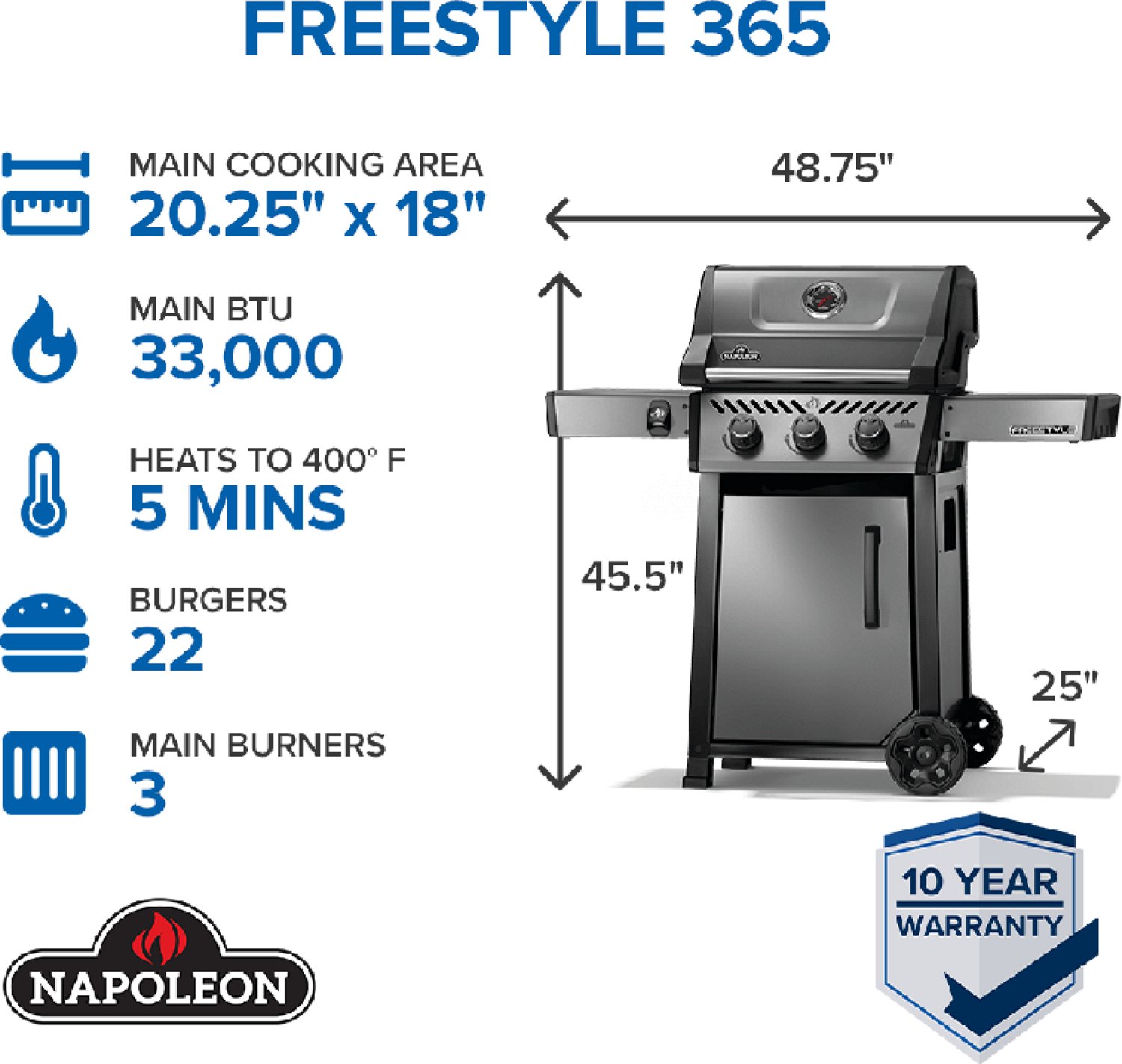 Napoleon Freestyle 365 3-Burner Propane Gas Grill - view number 7