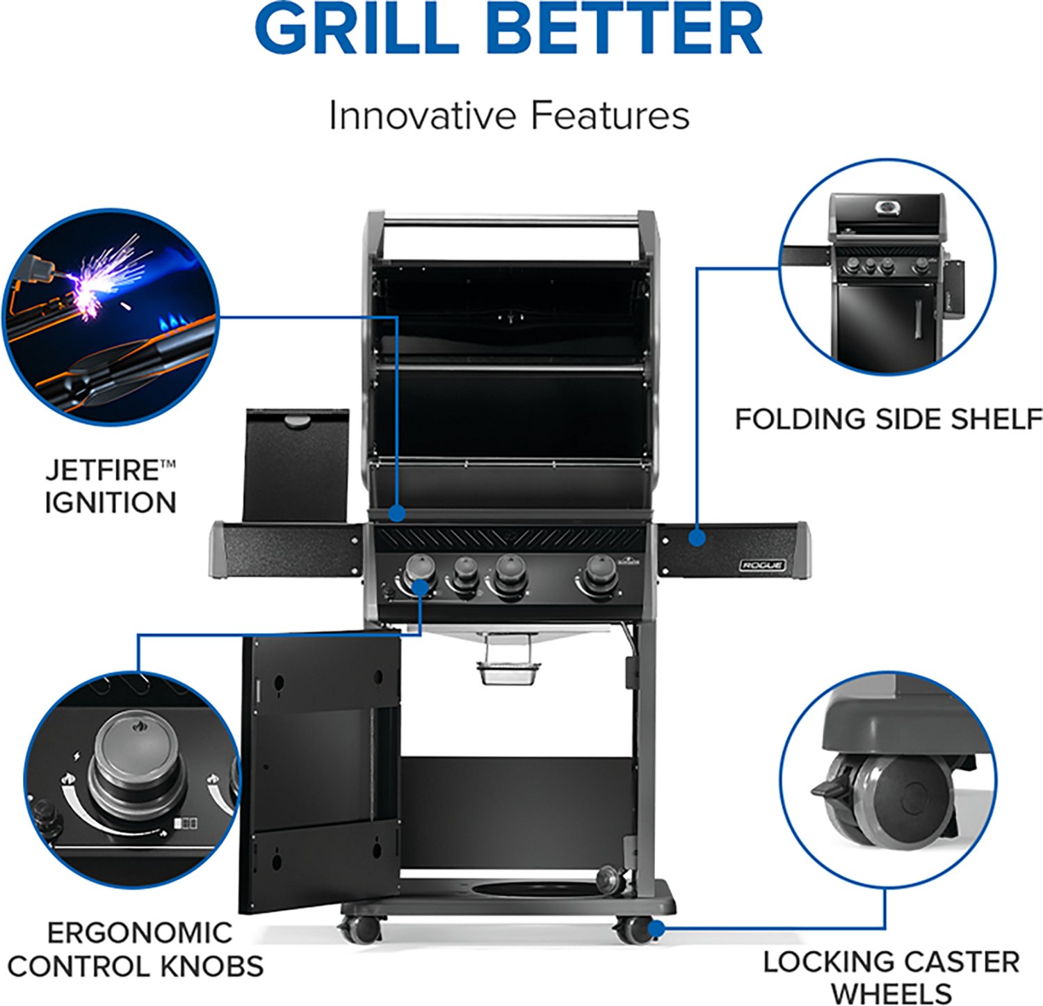 Napoleon Rogue 425 3-Burner Natural Gas Grill with Range Side Burner - view number 6