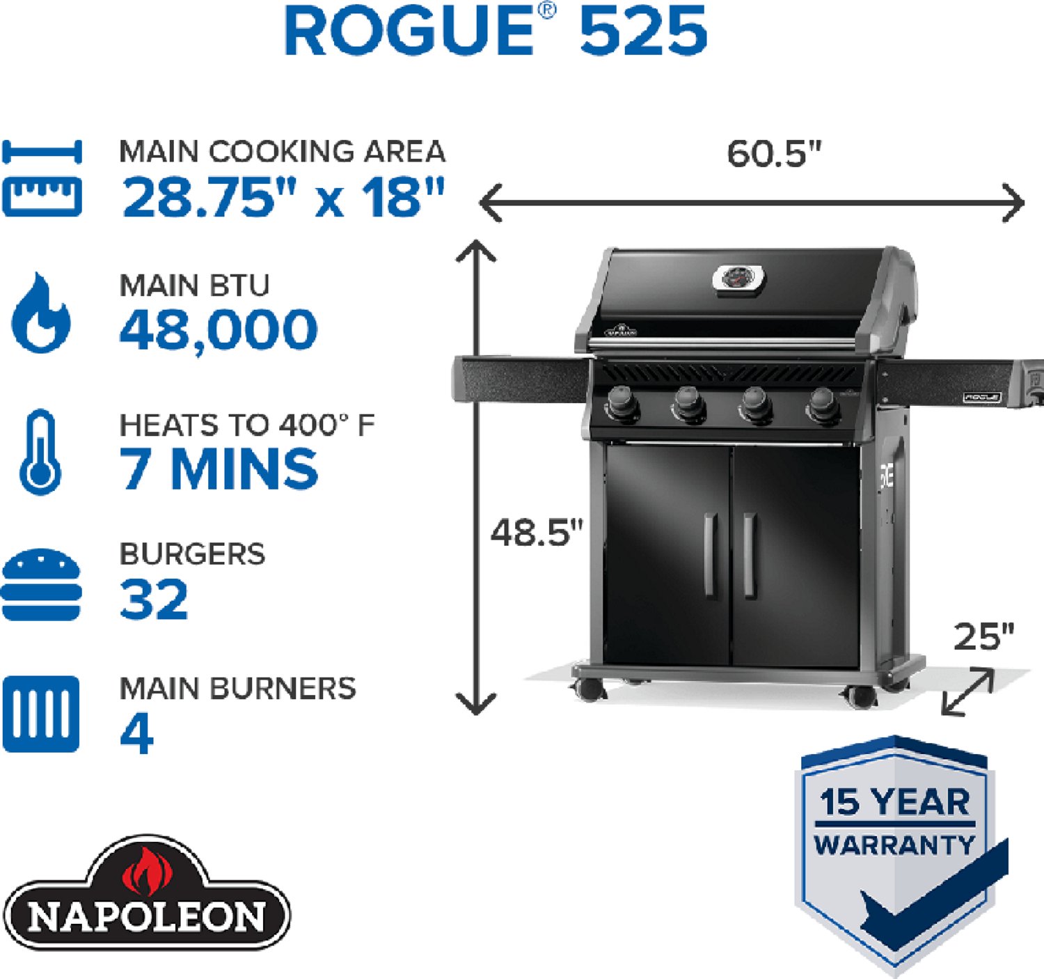 Napoleon Rogue 525 4-Burner Natural Gas Grill - view number 5