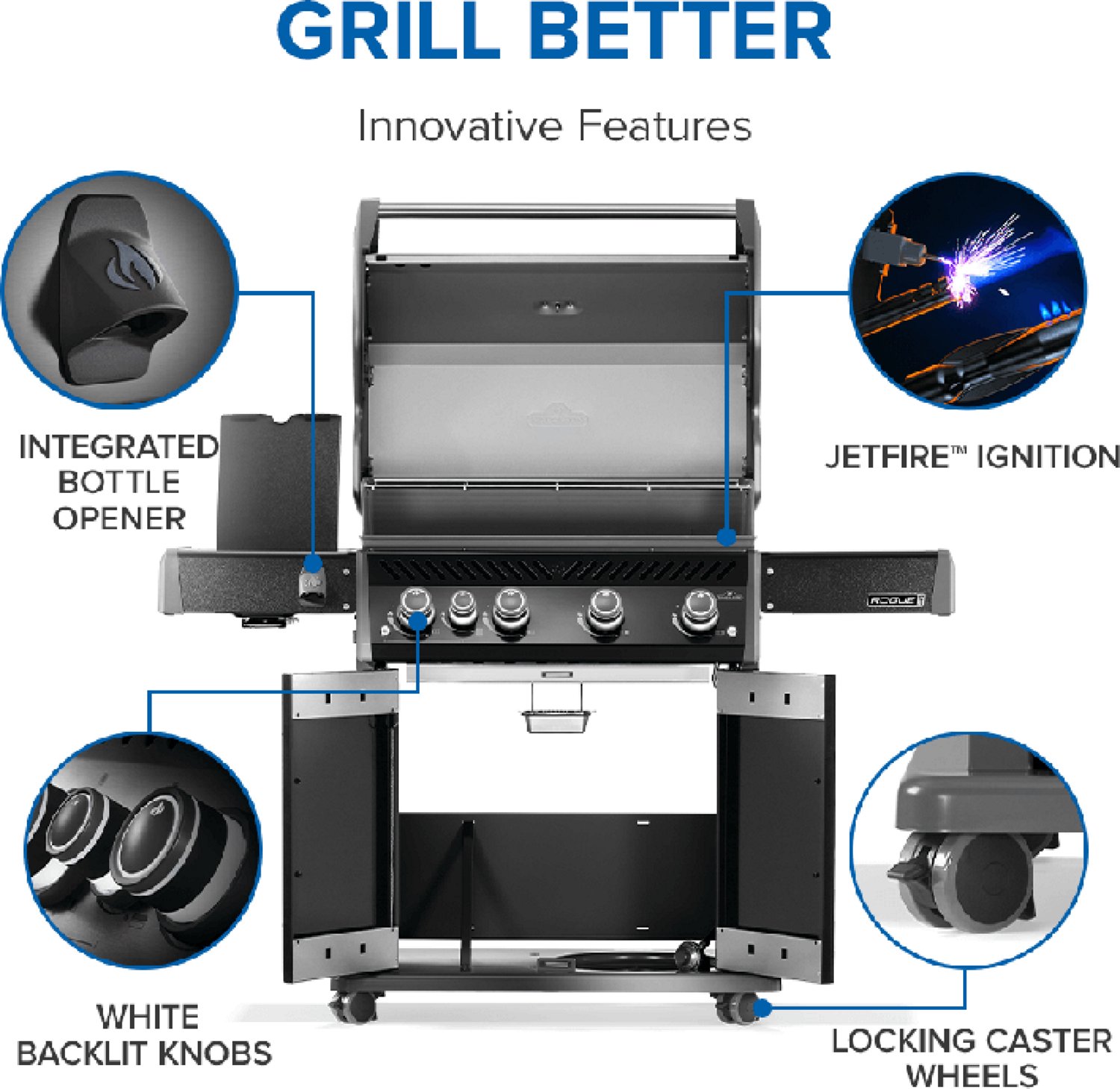 Napoleon Rogue PRO 525 4-Burner Propane Gas Grill with Infrared Side Burner - view number 6