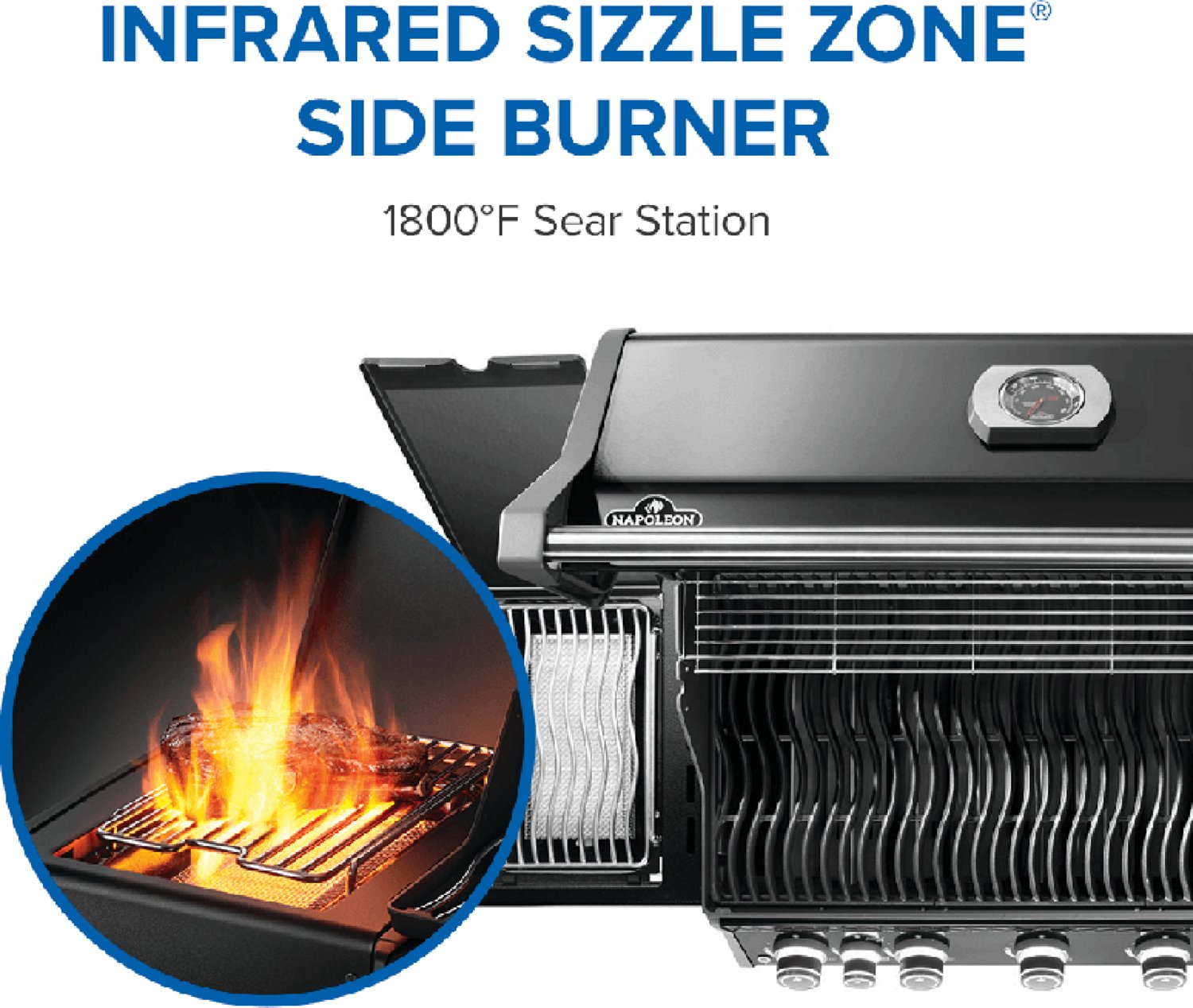 Napoleon Rogue PRO 625 5-Burner Propane Gas Grill with Infrared Side Burner - view number 7