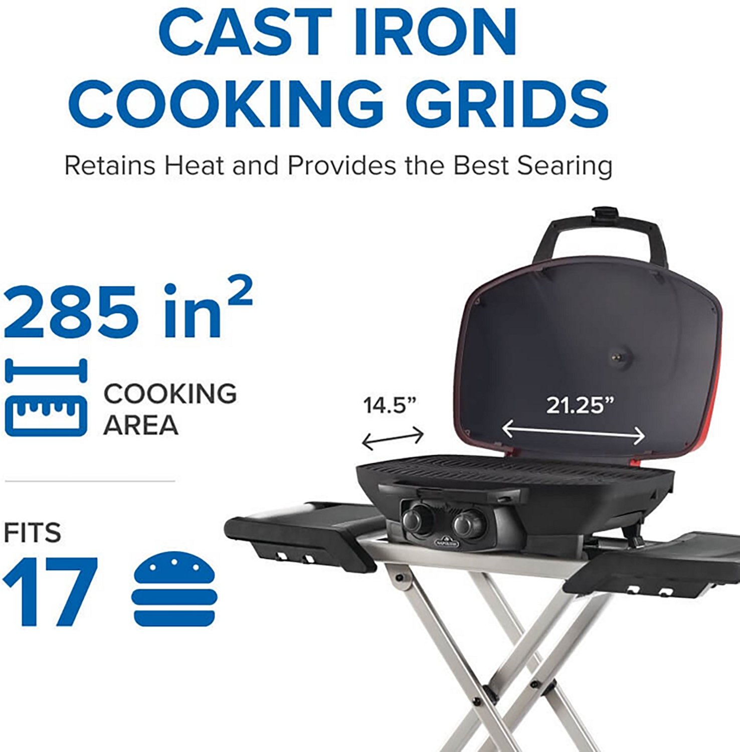 Napoleon TravelQ 285X 1 Burner Portable Propane Gas Grill with Scissor Cart and Griddle - view number 3