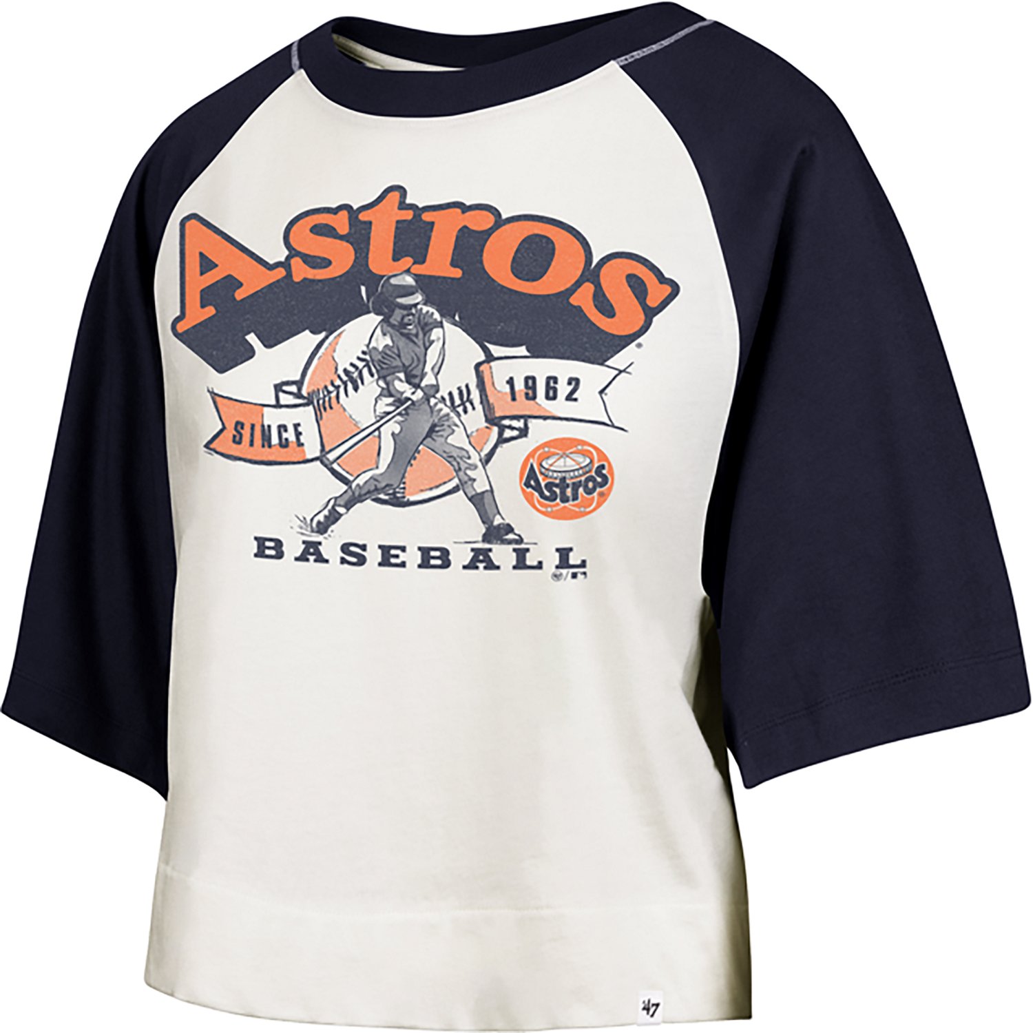 '47 Houston Astros Women's Infield Shift Raglan Crop Graphic T-shirt