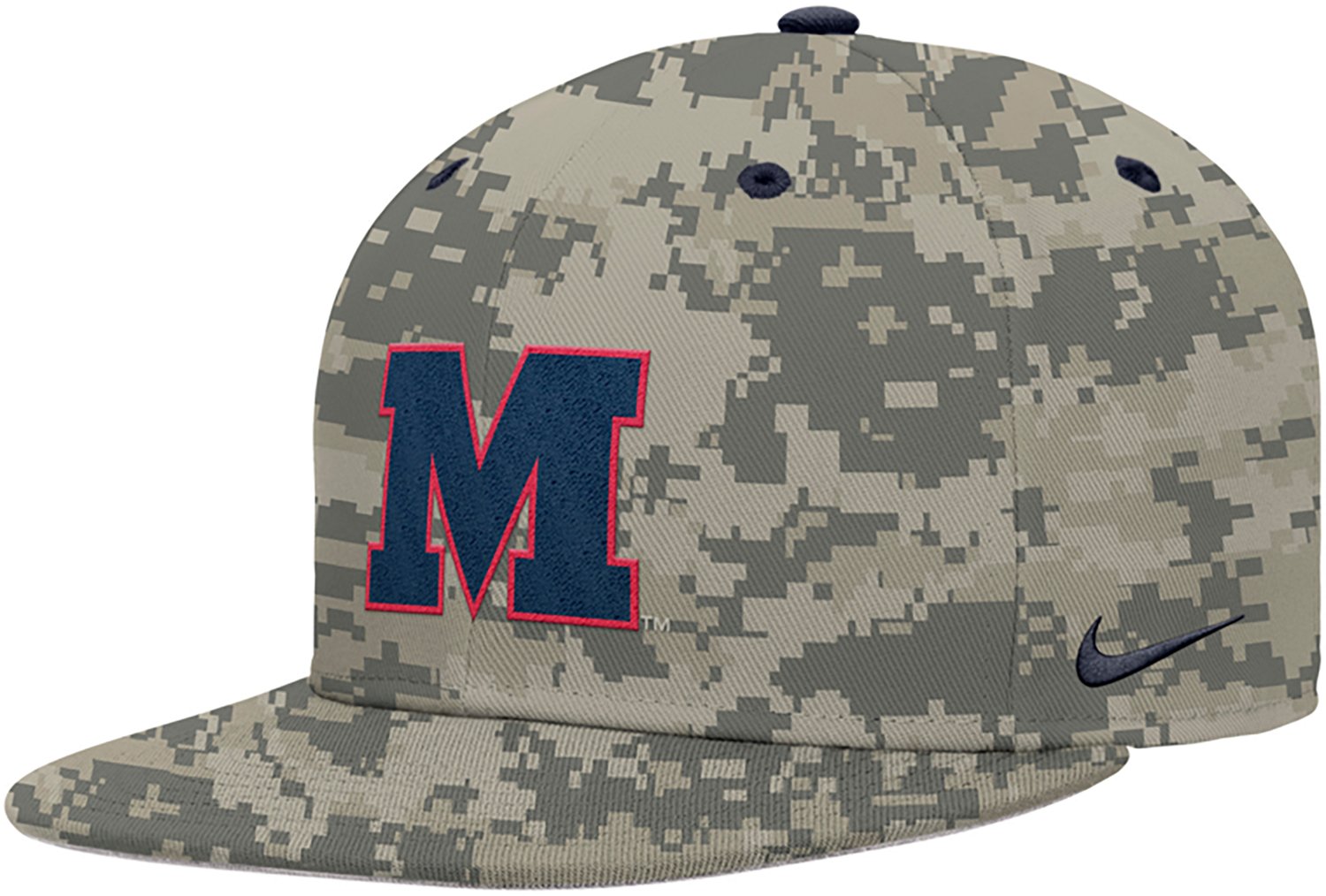Nike Adults' Ole Miss Onfield Camo Fitted Baseball Cap