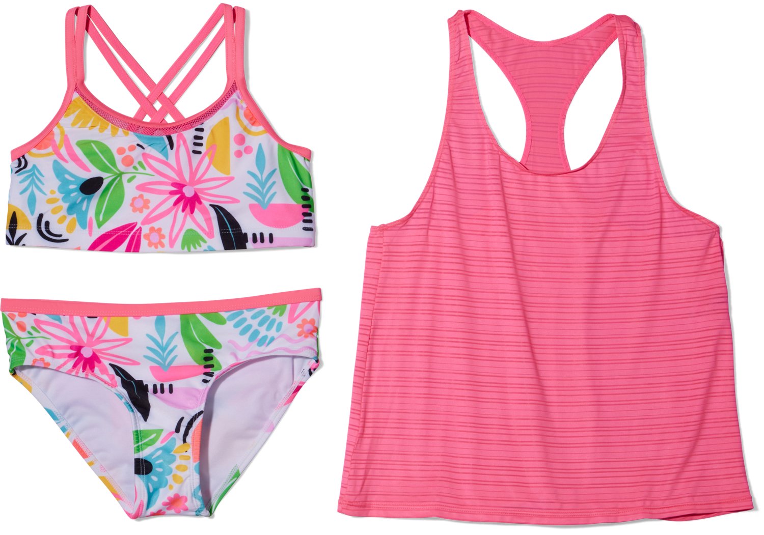 Gerry Girls' Doodle Double Strap 3-Piece Bikini Set with Tank