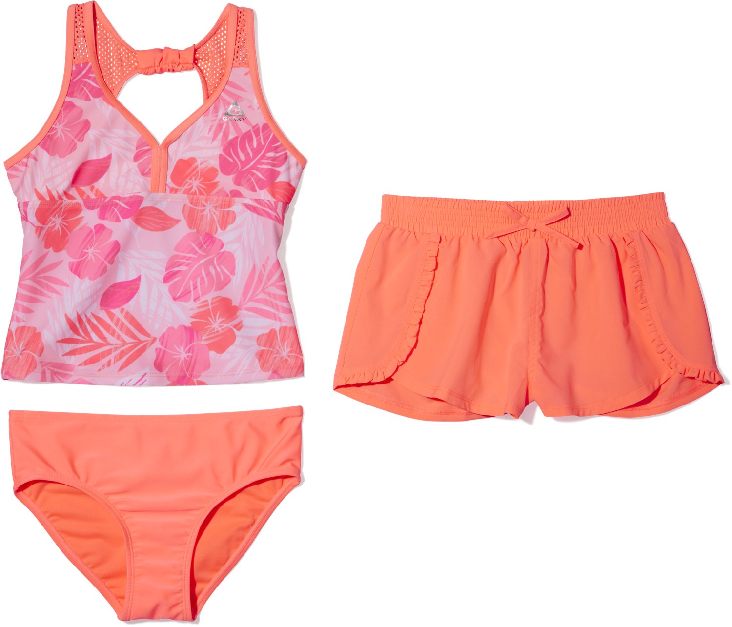 Gerry Girls' Flash Scrunchie Back Tankini 3-Piece Short Swim Set