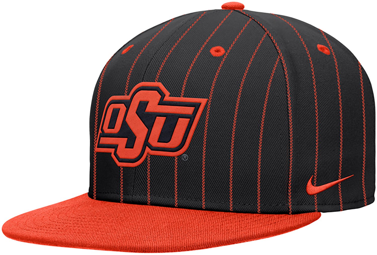 Nike Oklahoma State University Pinstripe Primary Logo Rise Snapback Cap
