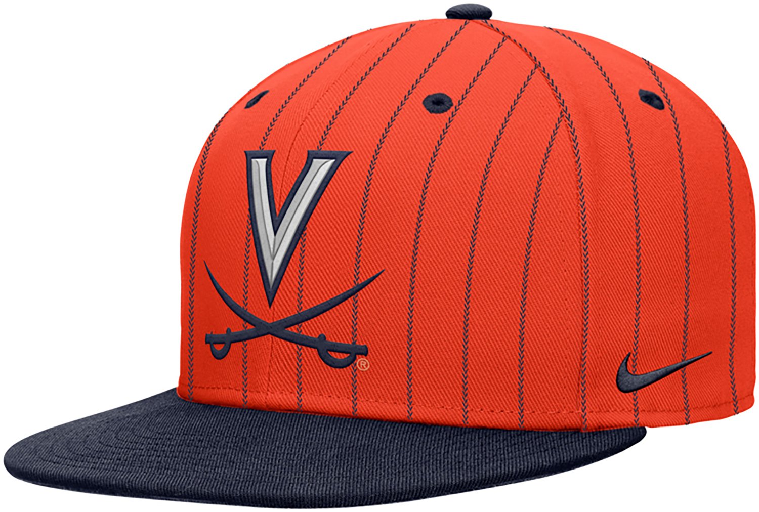 Nike University of Virginia Pinstripe Primary Logo Rise Snapback Cap