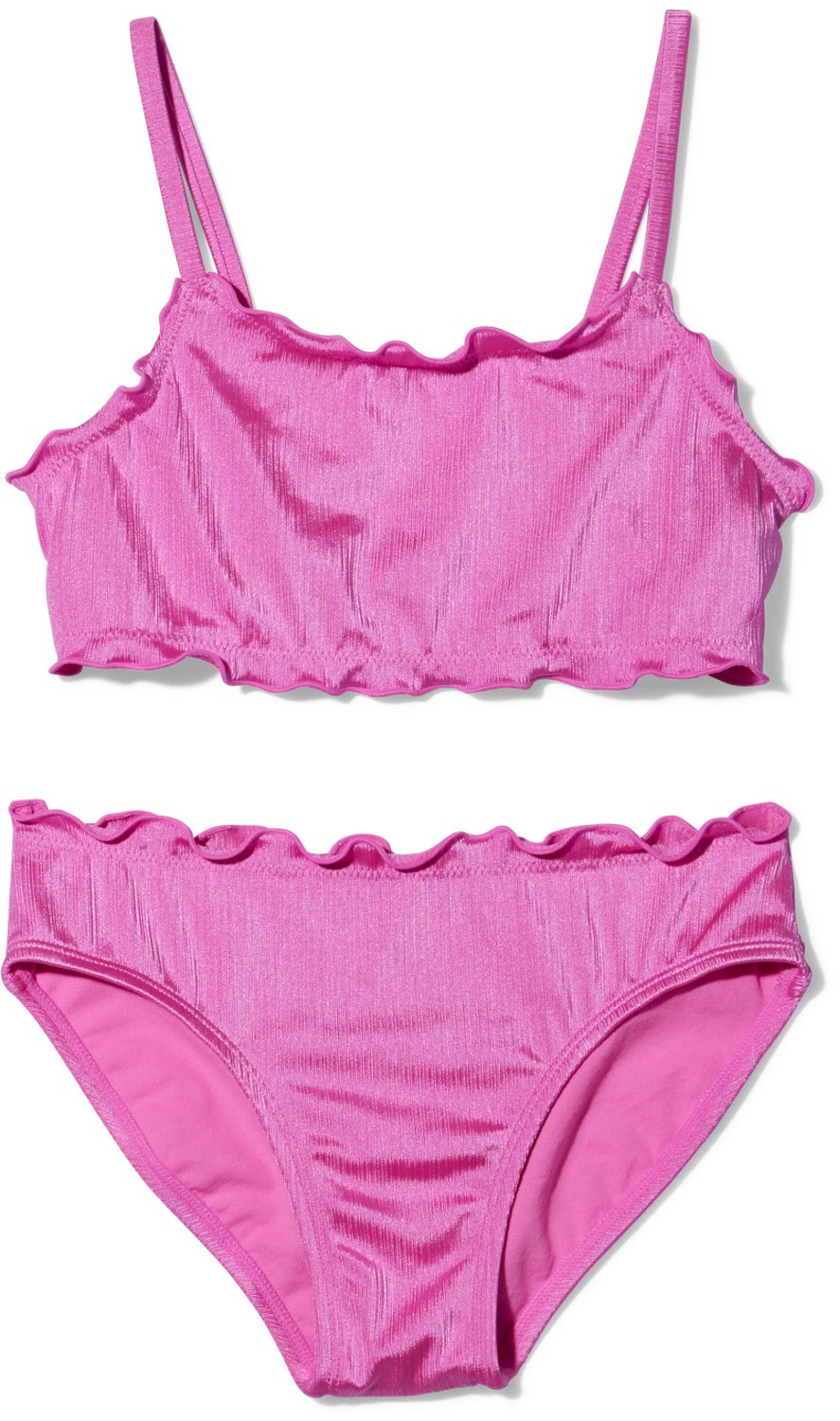 O'Rageous Girls' Plisse Party Ruffle 2-Piece Swimsuit