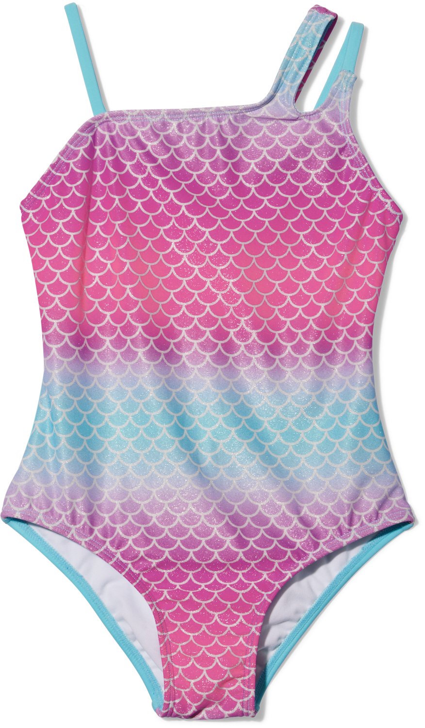 O'Rageous Girls' 8-20 Mermaid Scale Ombre Keyhole Strap 1-Piece Swimsuit