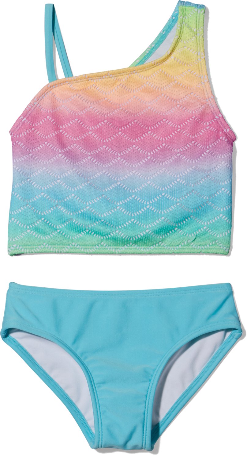 O'Rageous Girls' 4-6X Sorbet Ombre Crochet Asymmetrical 2-Piece Swimsuit