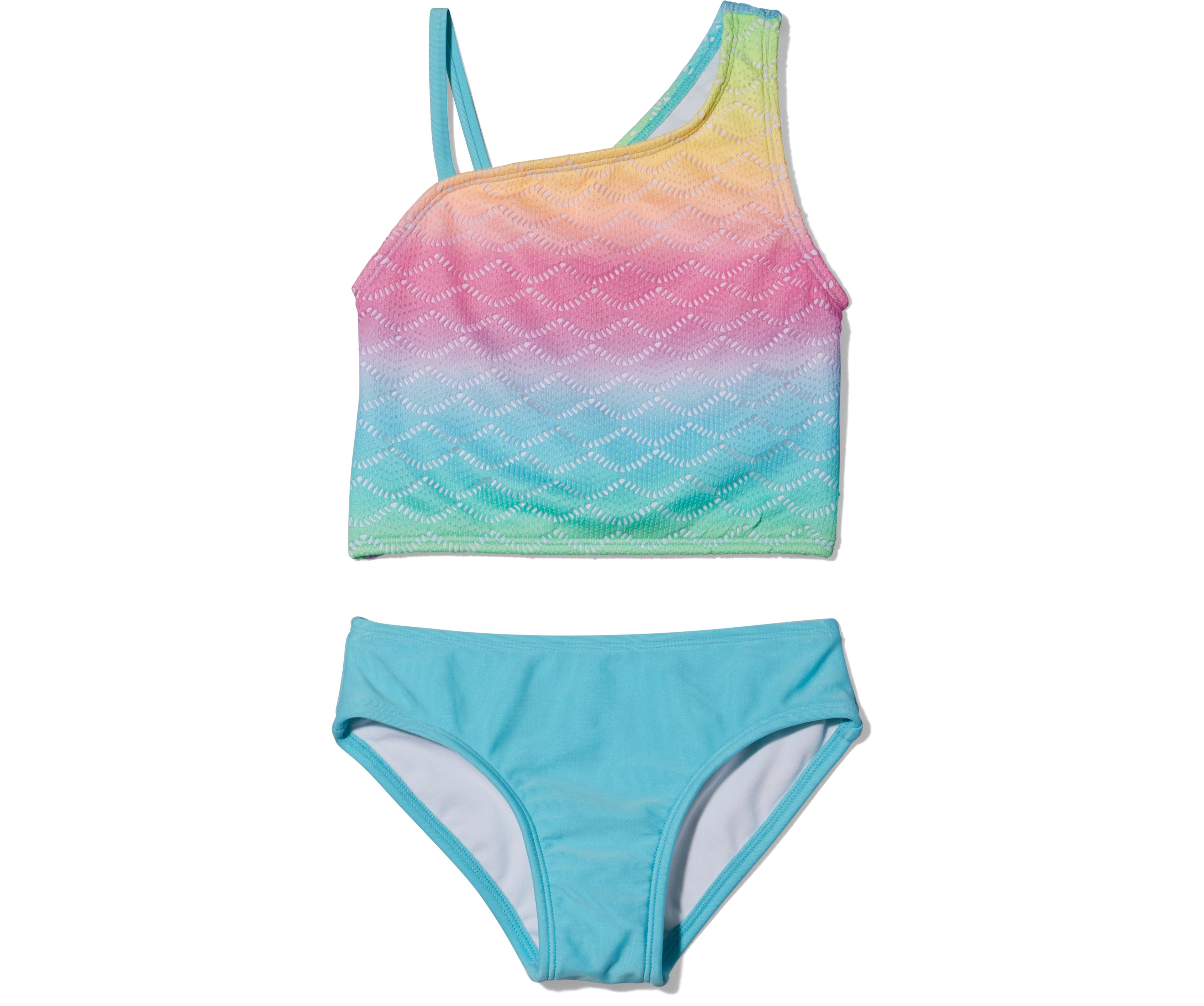 O'Rageous Girls' 4-6X Sorbet Ombre Crochet Asymmetrical 2-Piece Swimsuit