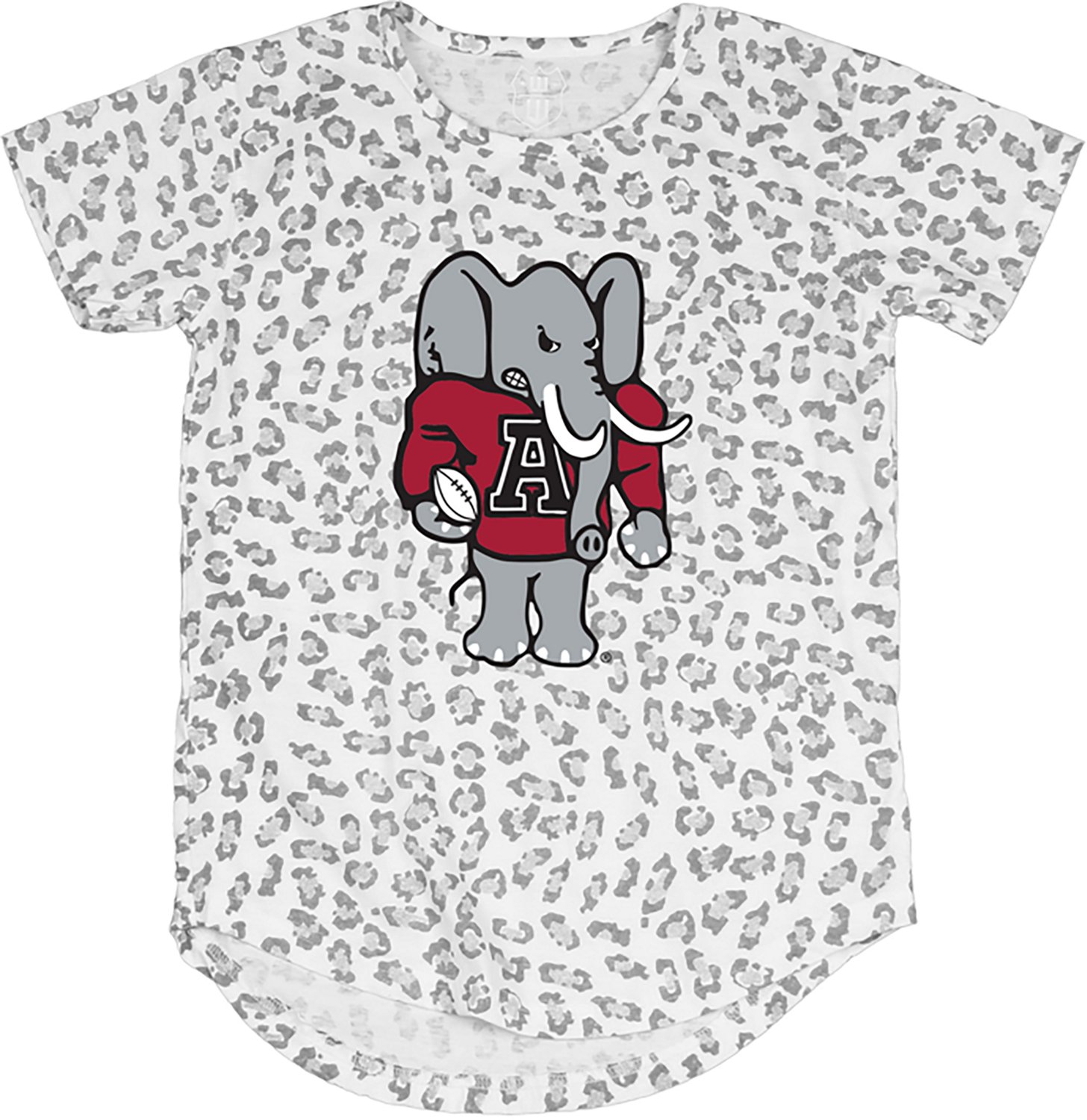 Wes & Willy Girl's University of Alabama Primary Logo Leopard Burn-Out T-Shirt