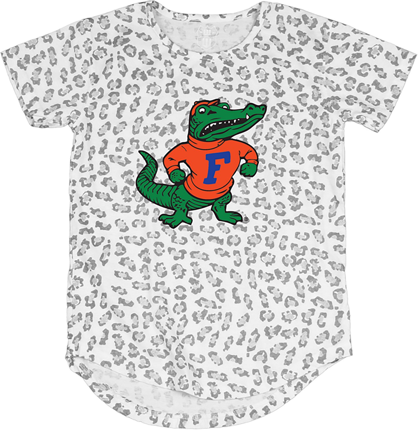 Wes & Willy Girls' University of Florida Primary Logo Leopard Burn-Out T-Shirt