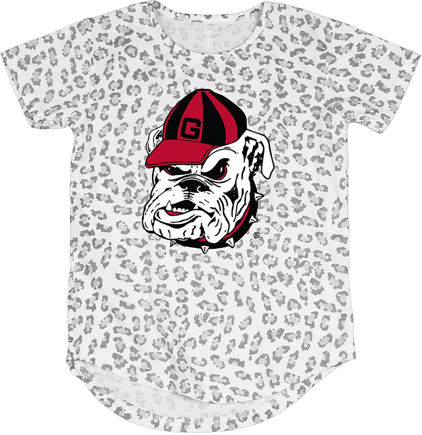Wes & Willy Girls' University of Georgia Primary Logo Leopard Burn-Out T-Shirt