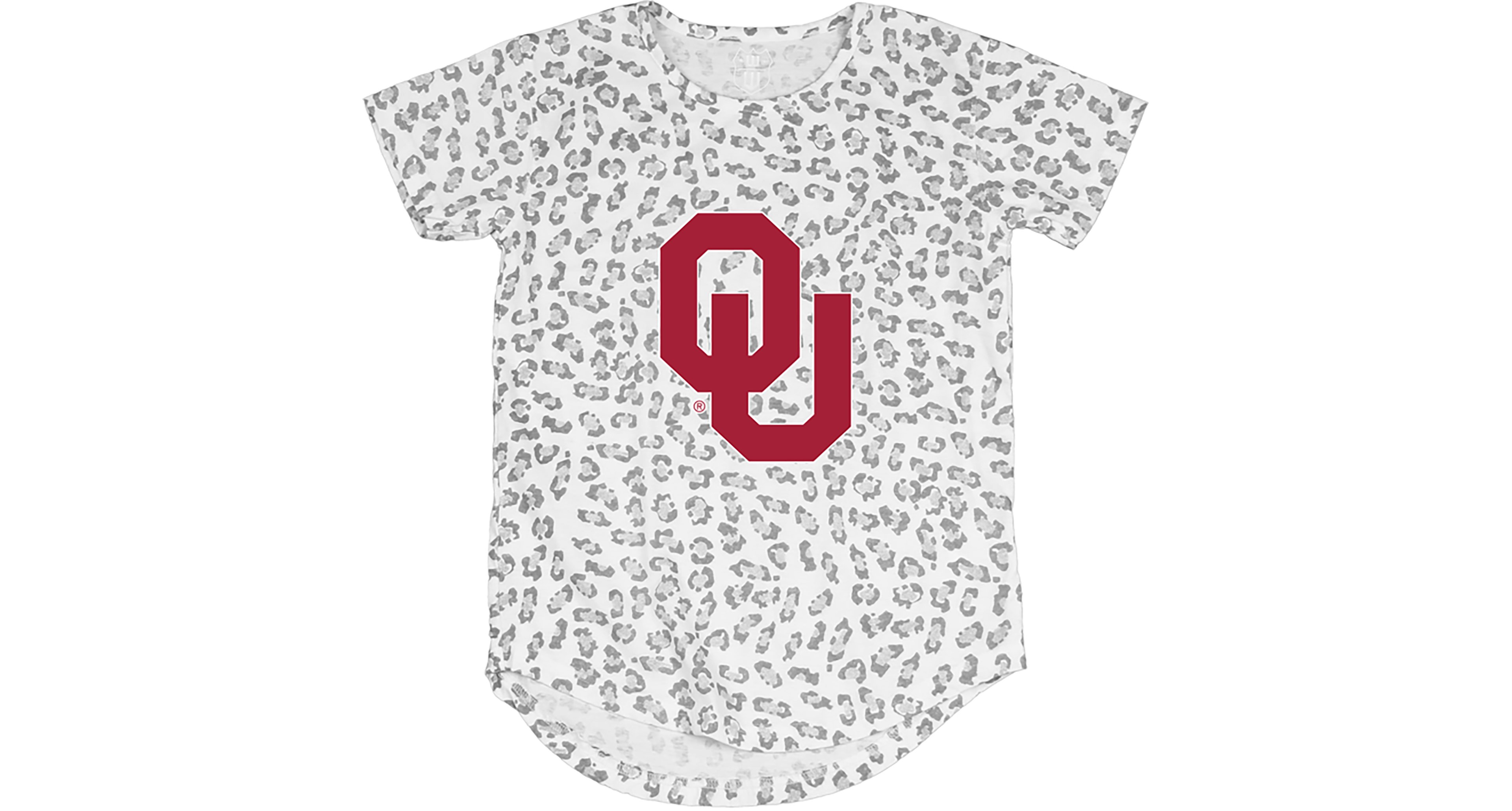 Wes & Willy Girls' University of Oklahoma Primary Logo Leopard Burn-Out T-Shirt