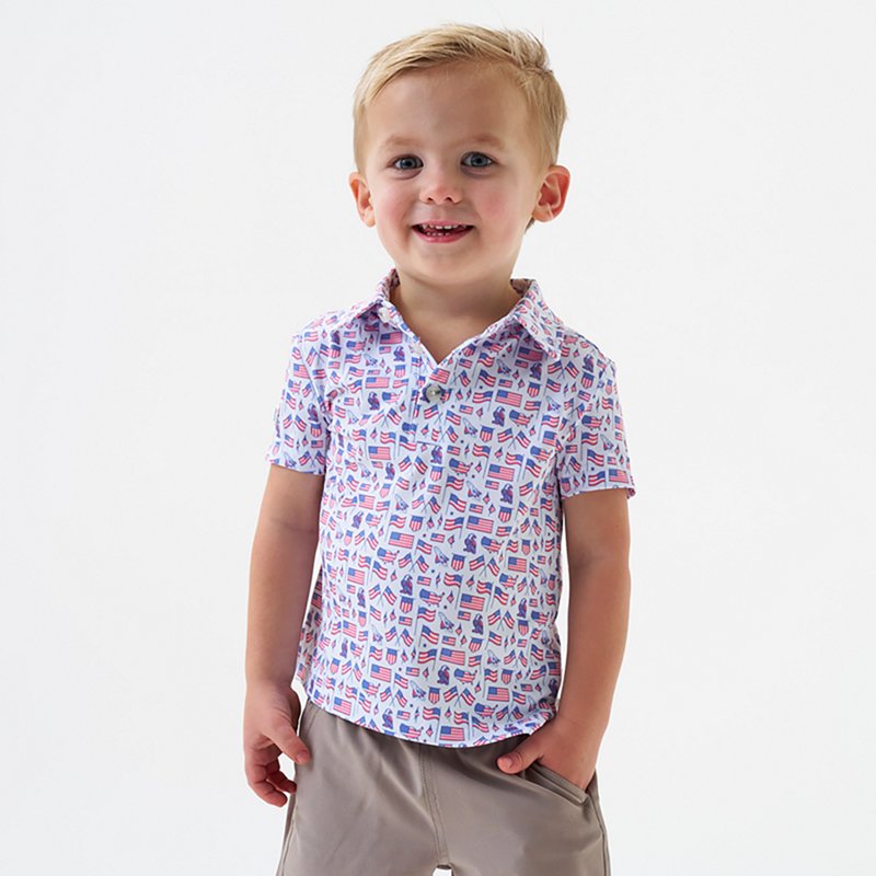 BURLEBO Performance Polo for Kids - Old Glory