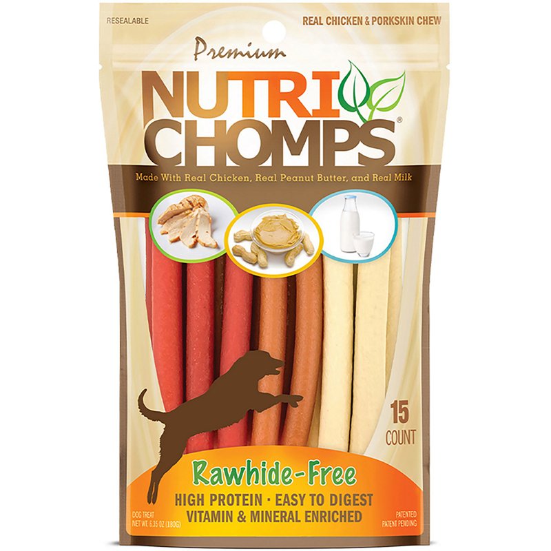 Nutri Chomps 15-Count Assorted Chicken, Milk, Peanut Butter Mini Sticks Dog Chews, 5" Rawhide-Free