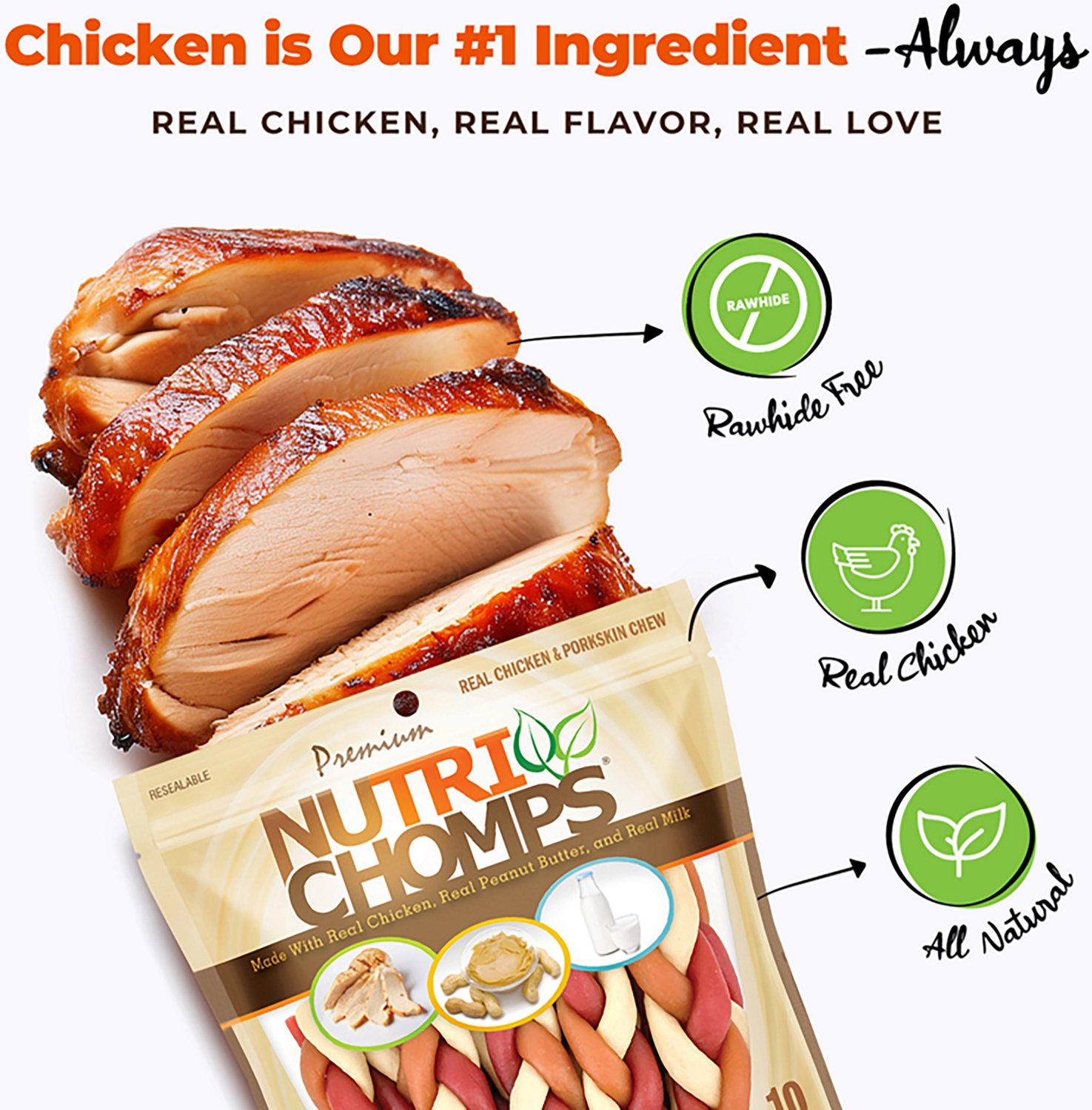 Nutri Chomps 6 in. Mixed Flavor Braids 10-count - view number 2