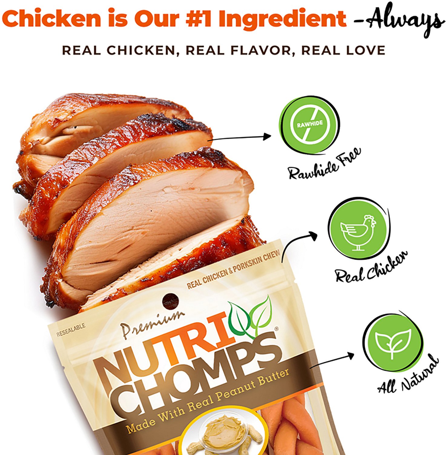 Nutri Chomps 6 in. Peanut Butter Flavor Braids 4-count - view number 2