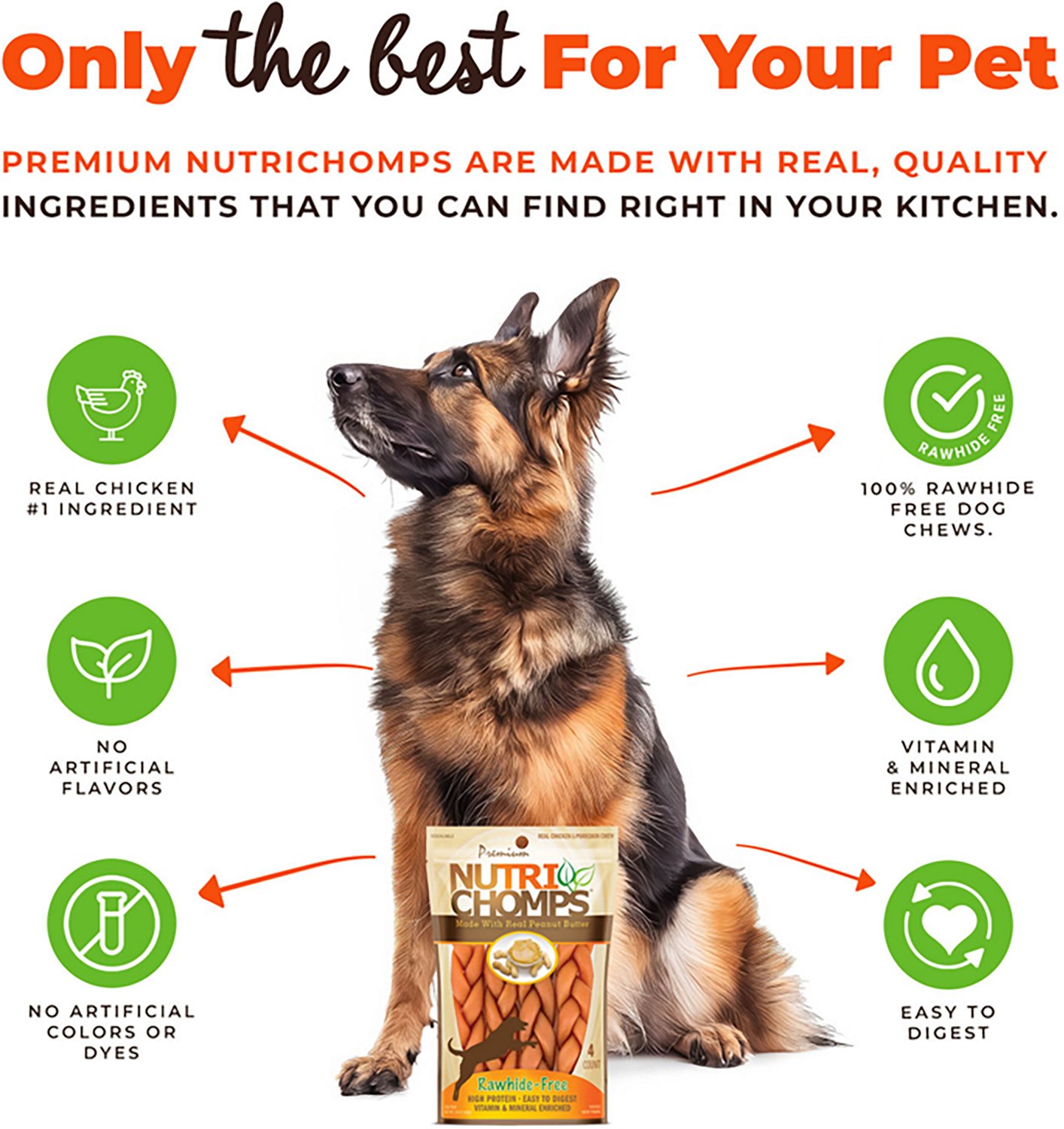 Nutri Chomps 6 in. Peanut Butter Flavor Braids 4-count - view number 3