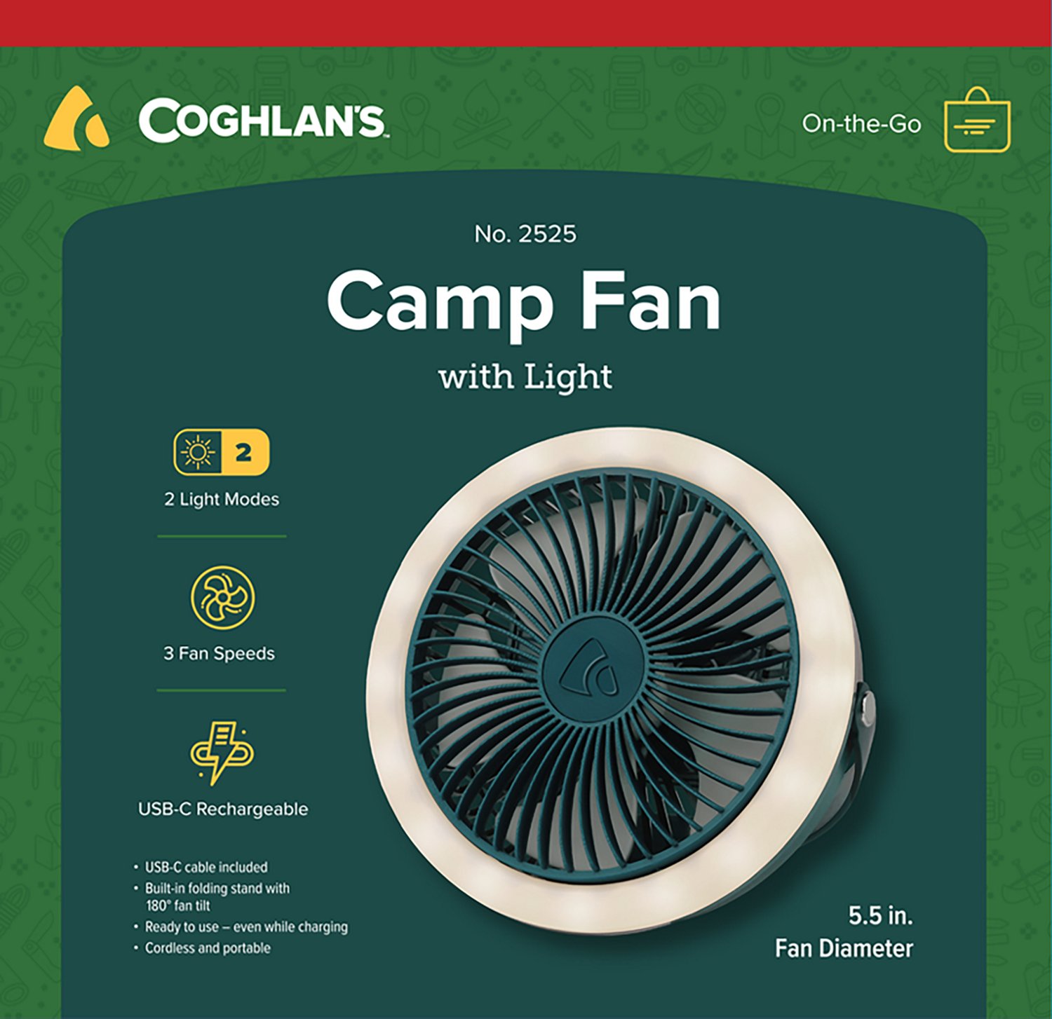 Coghlans Rechargeable Camp Fan with Light - view number 2