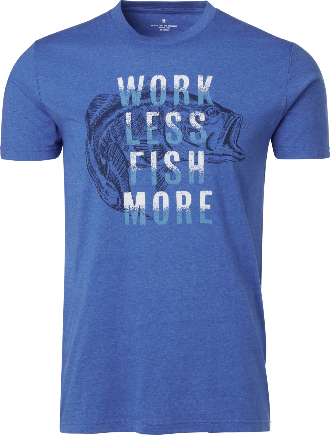 Academy Sports + Outdoors Men’s Work Less Fish More T-shirt - view number 3