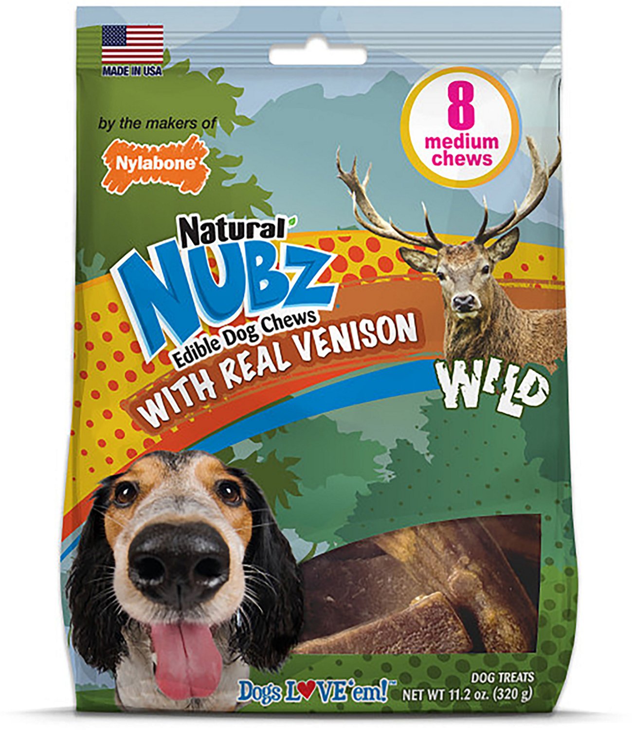 Nylabone Nubz Wild Antler Venison Large 30+ lbs. Dog Chew Treats 8-count