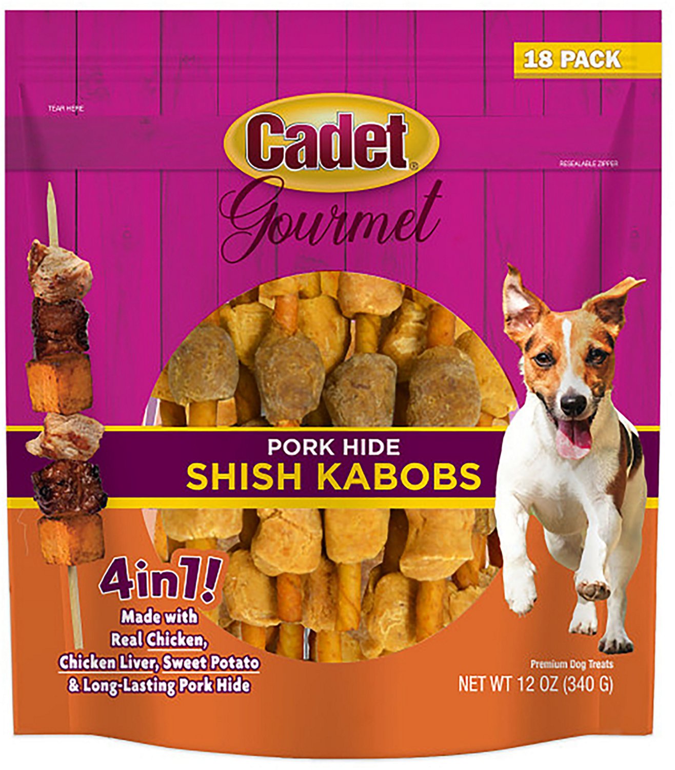 Cadet Gourmet Pork Hide Shish Kabob Dog Treats 18-Pack