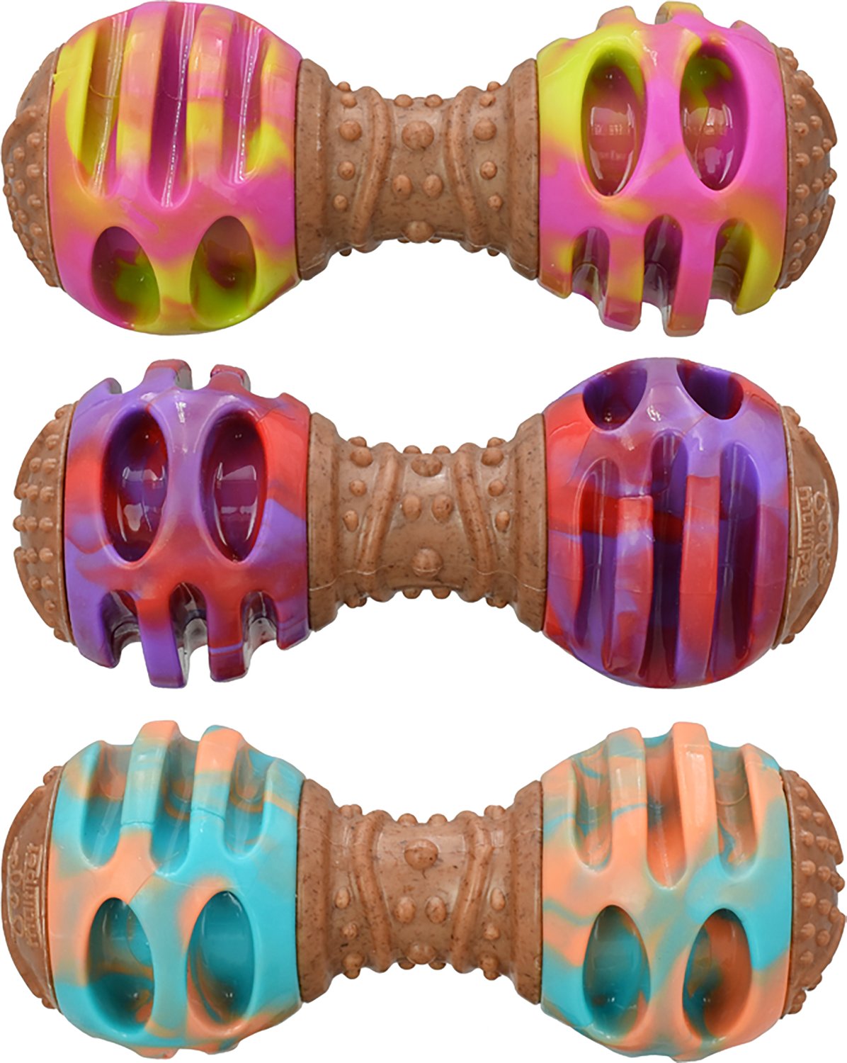 Multipet 5.5 in. Medium Giggle Chew Chime Dumbbell Dog Toy