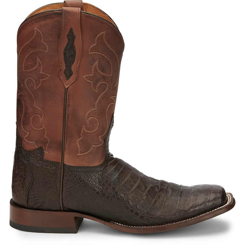 Tony Lama Canyon 11 Inch Caiman Belly Tail Square Toe Cowboy Boots