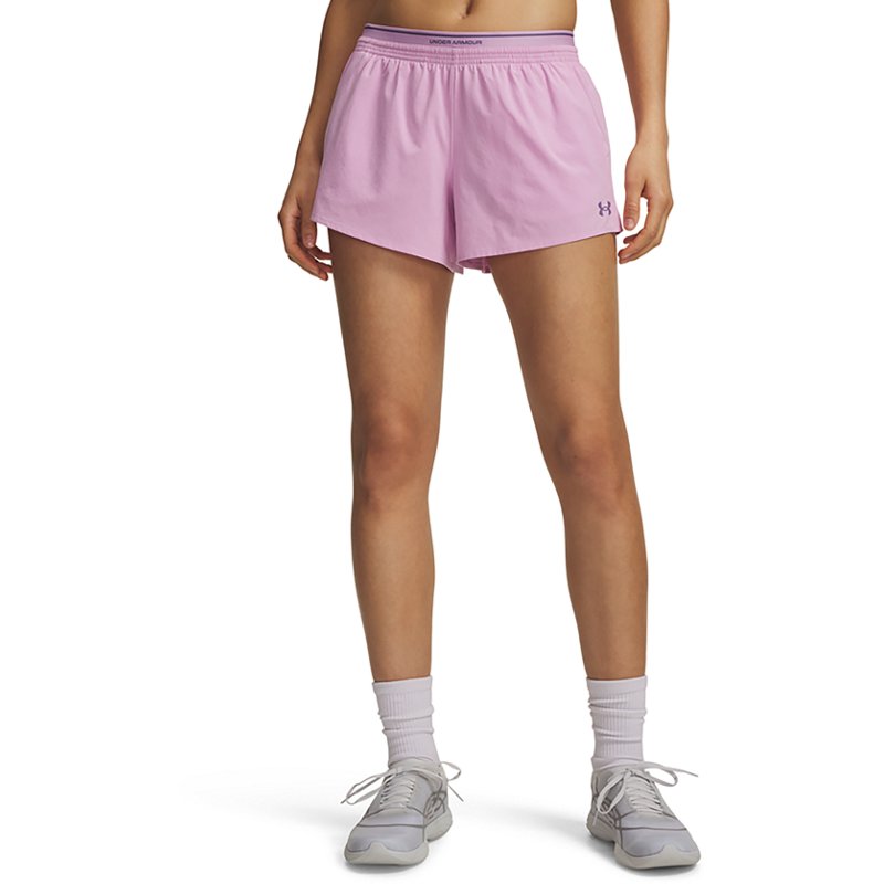 Under Armour Women's Vanish Woven 3" Shorts, Large, Pink Dawn/Purple Luxe